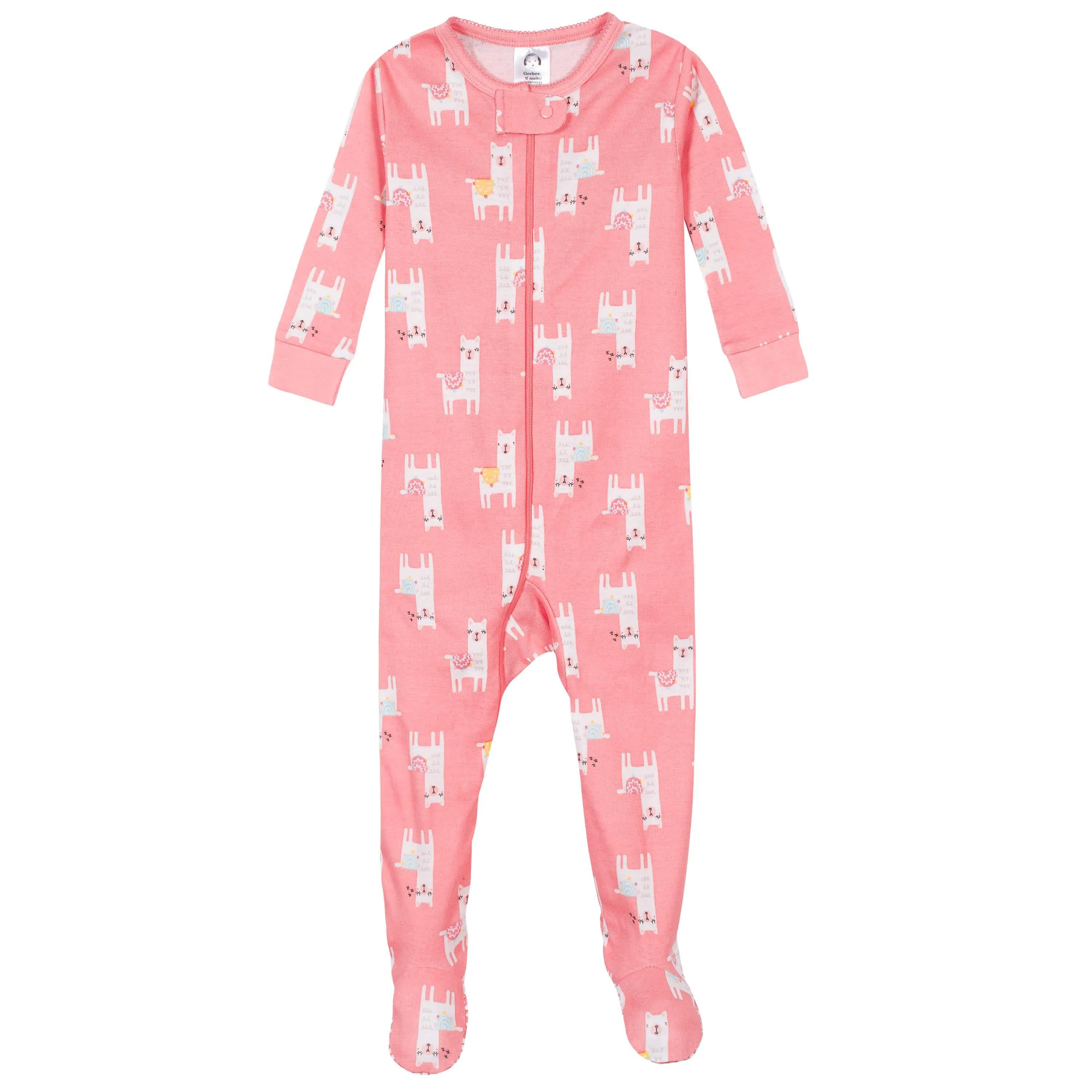 2-Pack Baby & Toddler Girls Llama Snug Fit Footed Cotton Pajamas