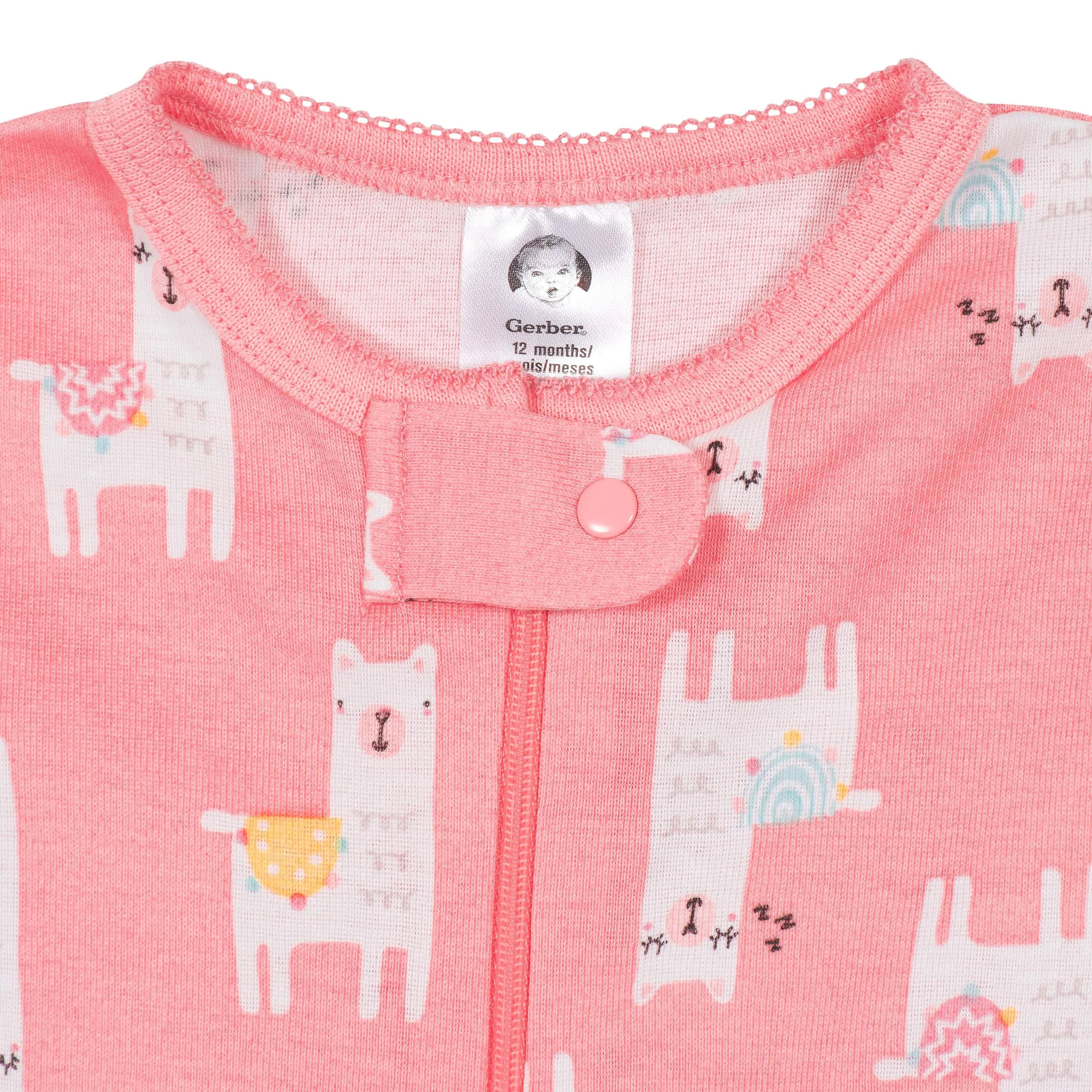 2-Pack Baby & Toddler Girls Llama Snug Fit Footed Cotton Pajamas