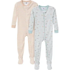 2-Pack Baby & Toddler Neutral Farm Snug Fit Footed Pajamas