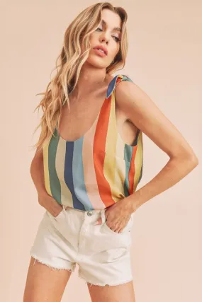 AEMI & Co. Colorful Striped Gracie Tank with Tie Straps