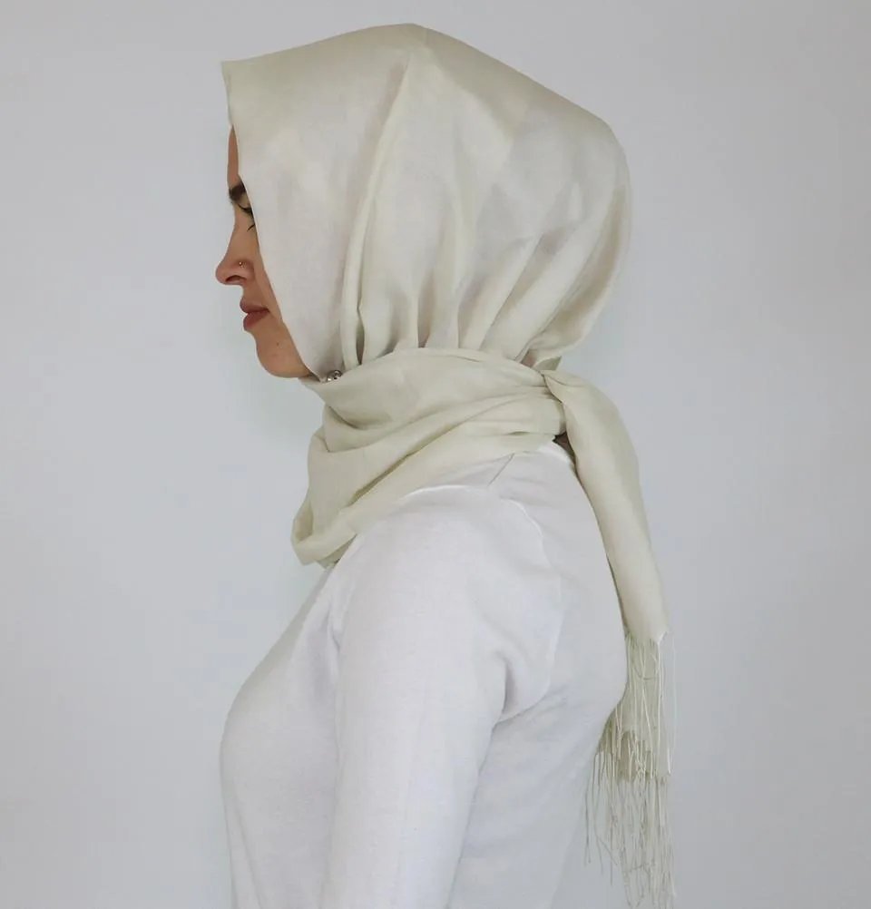 Aker Ince Hijab Shawl #312 Ivory