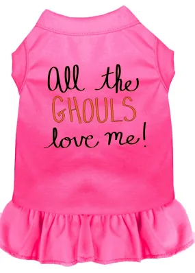 All The Ghouls Screen Print Dog Dress Bright Pink Sm (10)