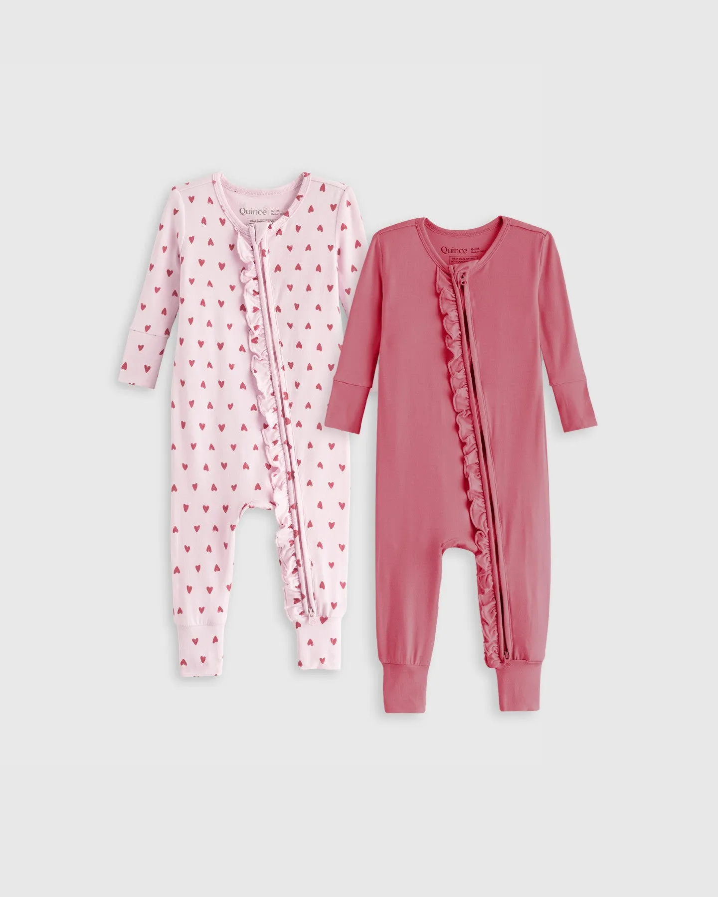 Bamboo One Piece Ruffle Pajamas 2-Pack