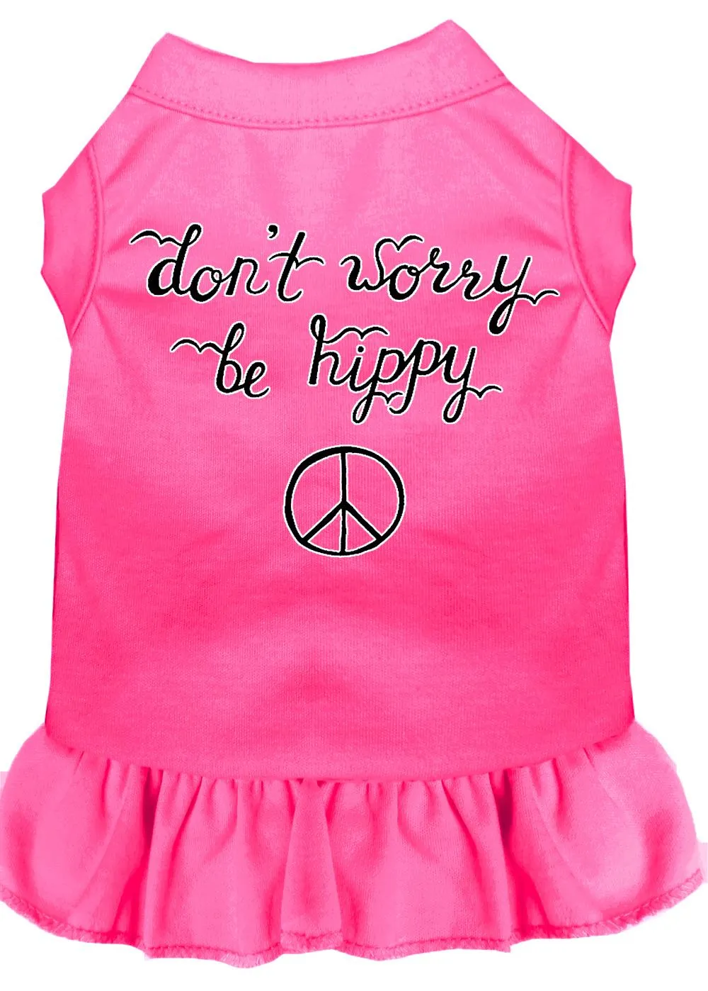 Be Hippy Screen Print Dog Dress Bright Pink Xs (8)