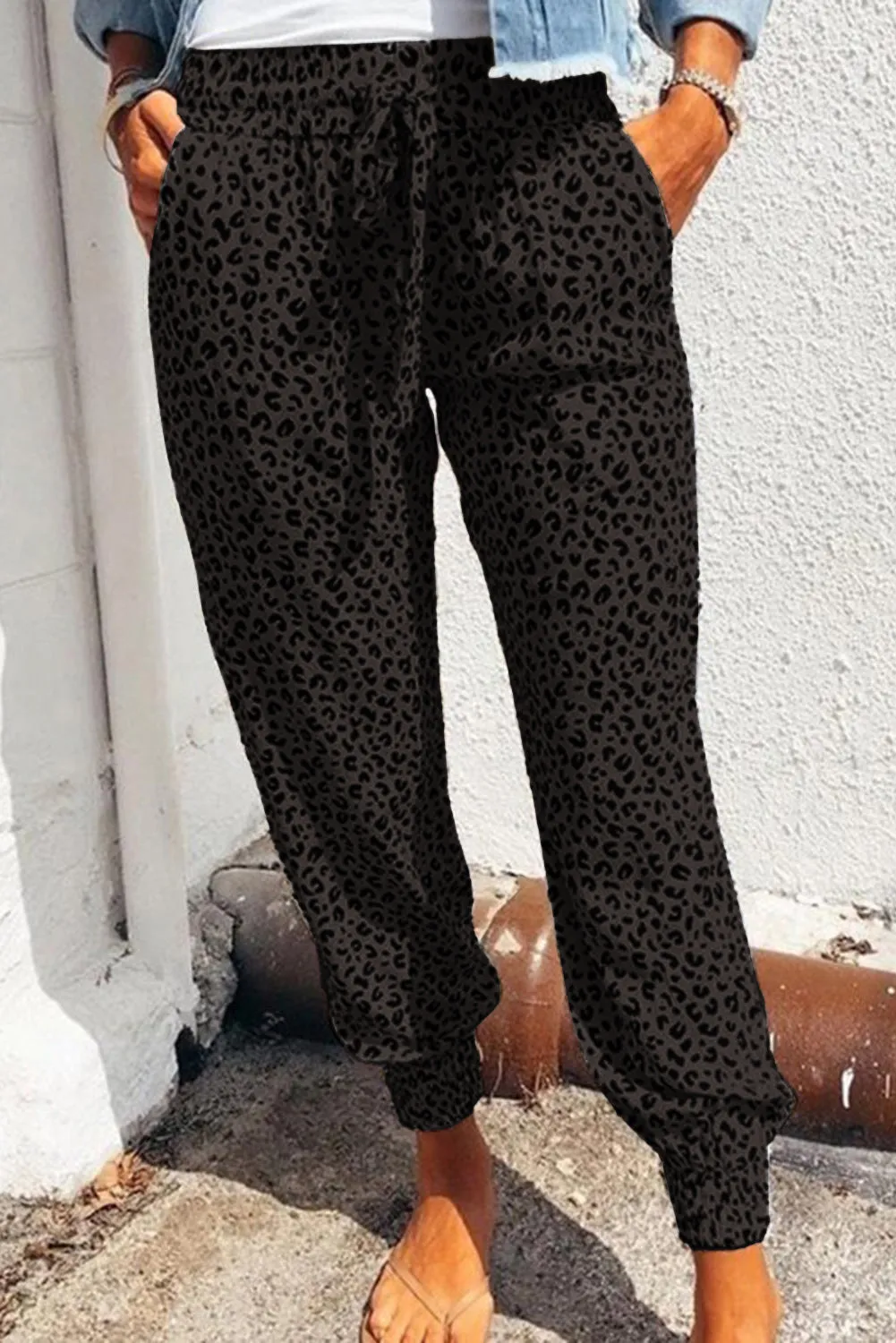 Black Breezy Leopard Joggers