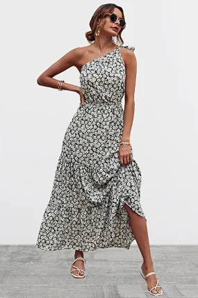 Black White Women's Summer Floral Maxi Dresses - Prettygarden