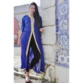 Blue Gold Kaftan Maxi Dress- Gypsy Style