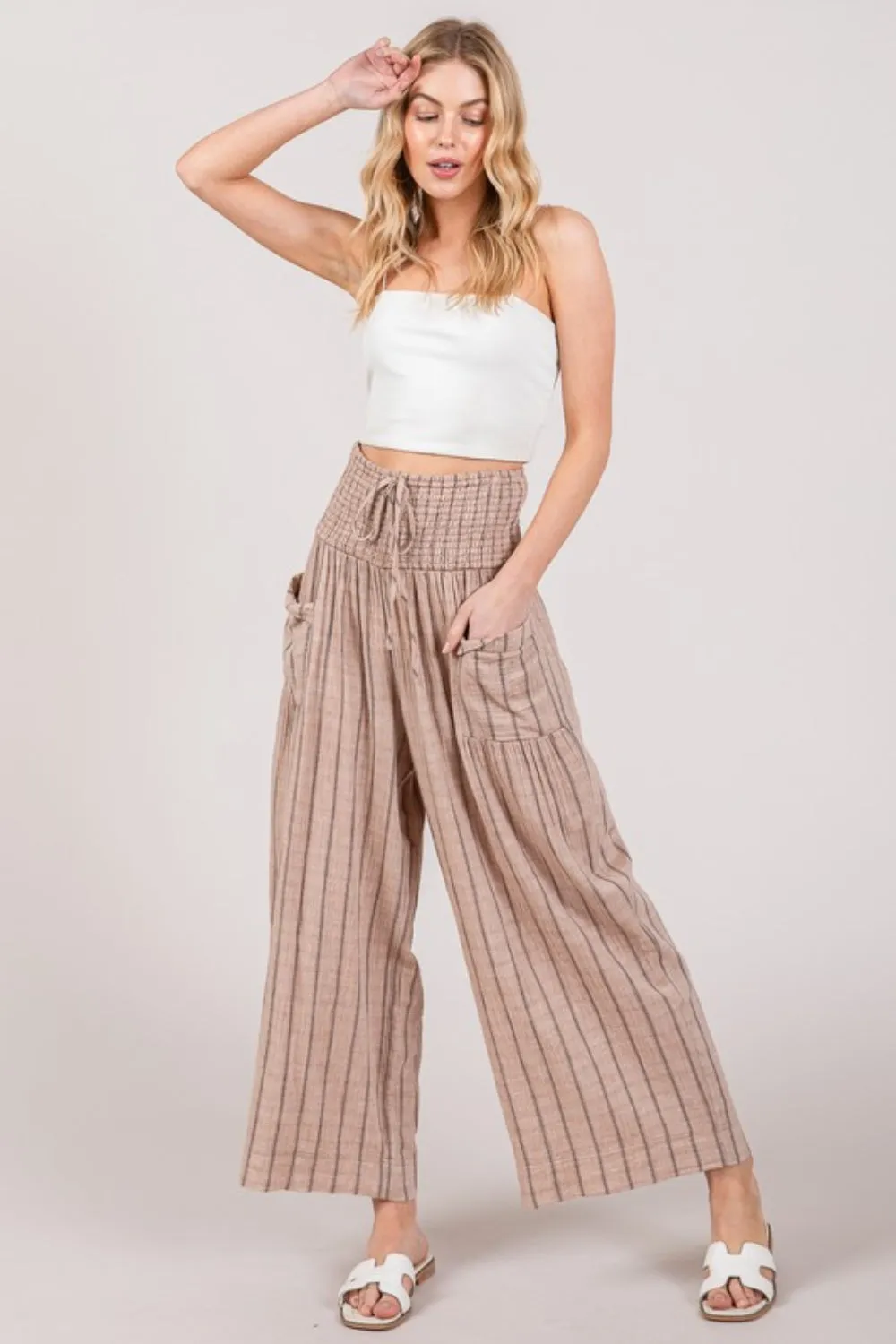 Breezy Bay Cotton Gauze Wash Stripe Pants