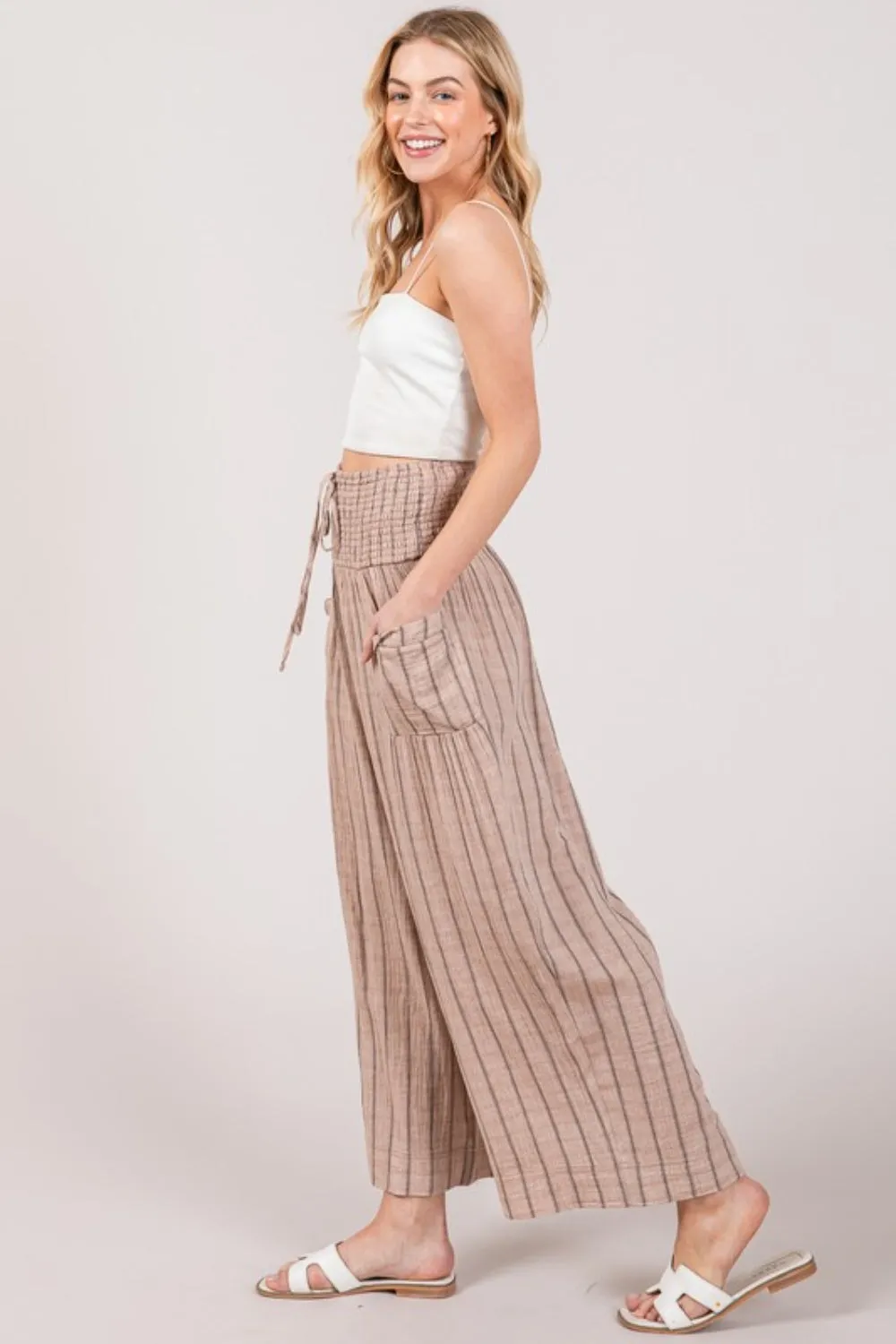 Breezy Bay Cotton Gauze Wash Stripe Pants