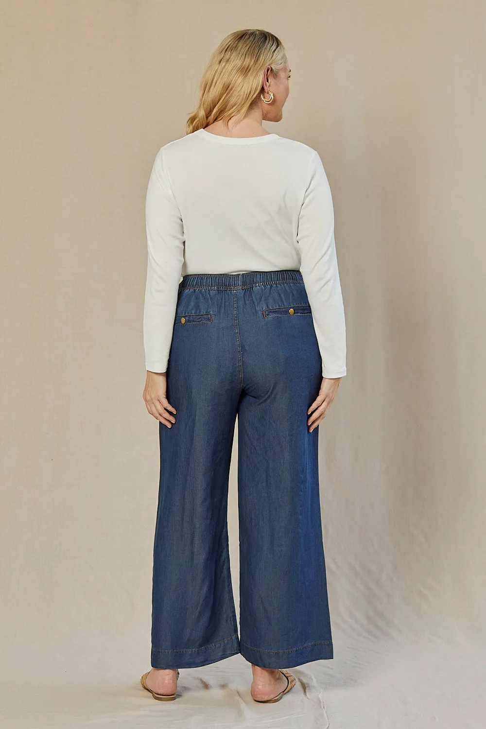 Breezy Regular Length Relaxed Tencel Pant in Mid Wash