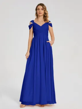 Bridesmaid Dresses In Royal Blue Charlee Flowy Split Chiffon Bridesmaid Dresses