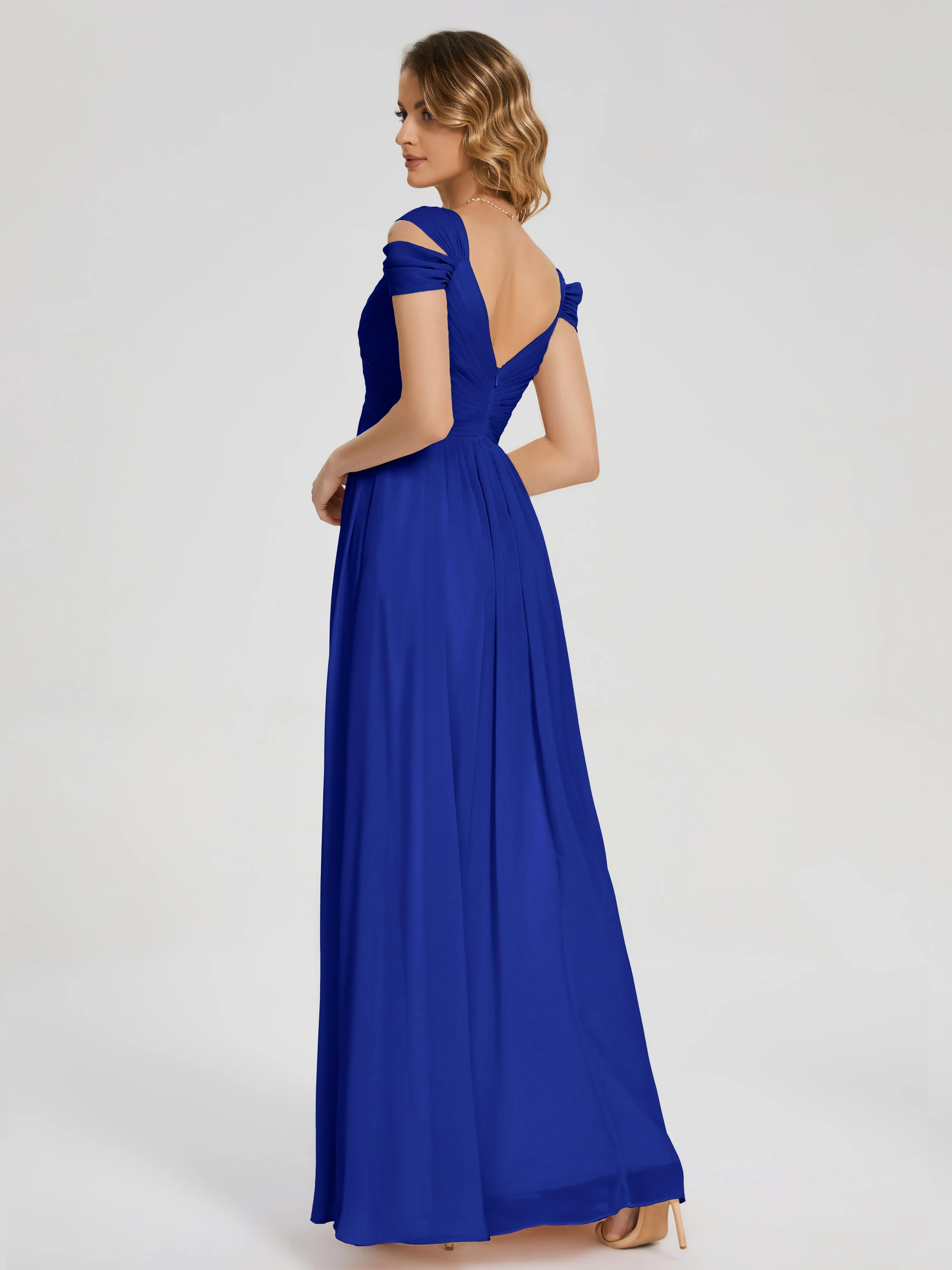 Bridesmaid Dresses In Royal Blue Charlee Flowy Split Chiffon Bridesmaid Dresses