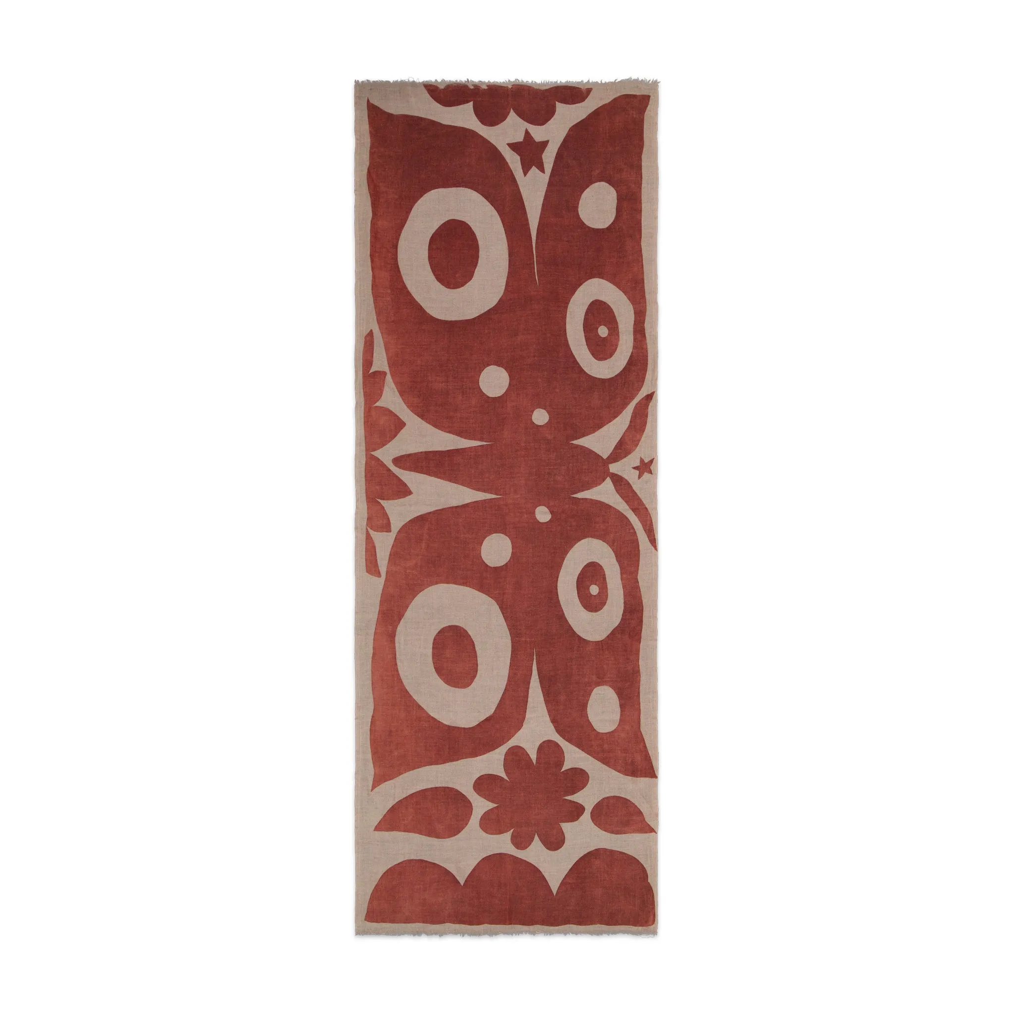 Cashmere Shawl in Butterfly Print - Madder