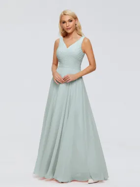 Celadon Bridesmaid Ryleigh Flowy Chiffon Bridesmaid Dresses With Bow