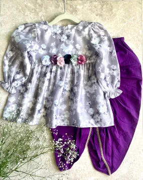 Chanderi Peplum   Purple Dhoti Set