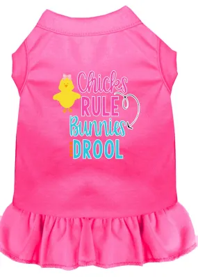 Chicks Rule Screen Print Dog Dress Bright Pink Sm (10)