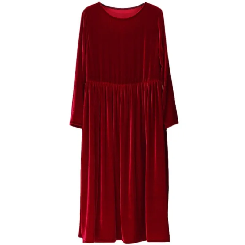 Cottage Velour Pocket Dress (M-7XL)