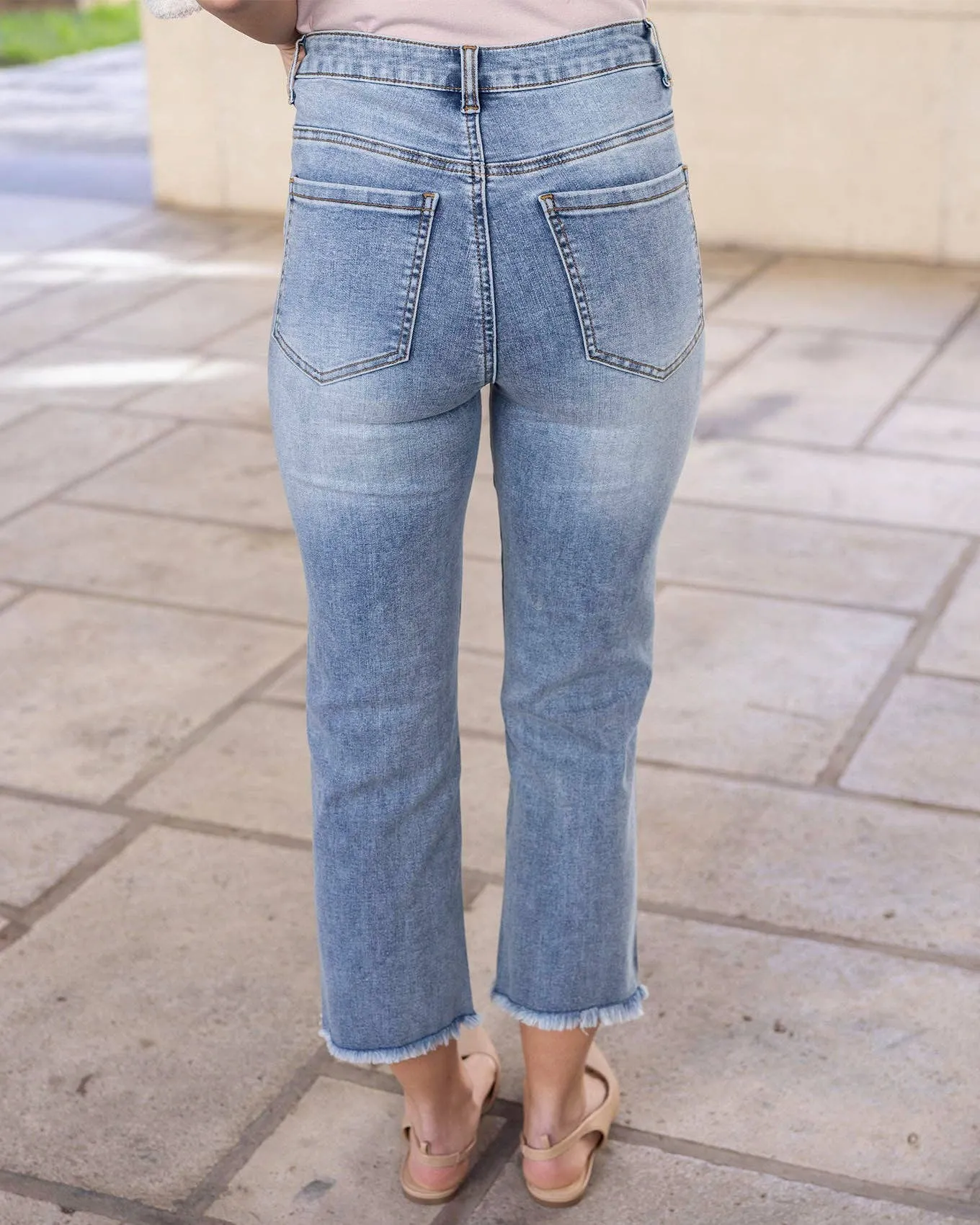 Crop Flare Denim in Medium Standard Wash