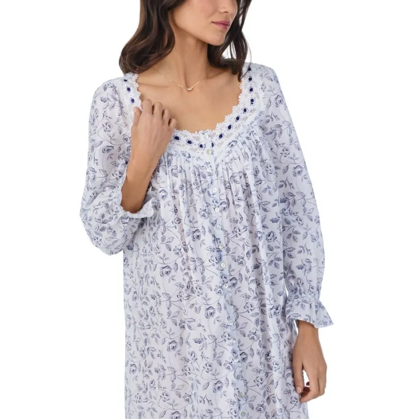 Eileen West Long Sleeve Floral Long Gown