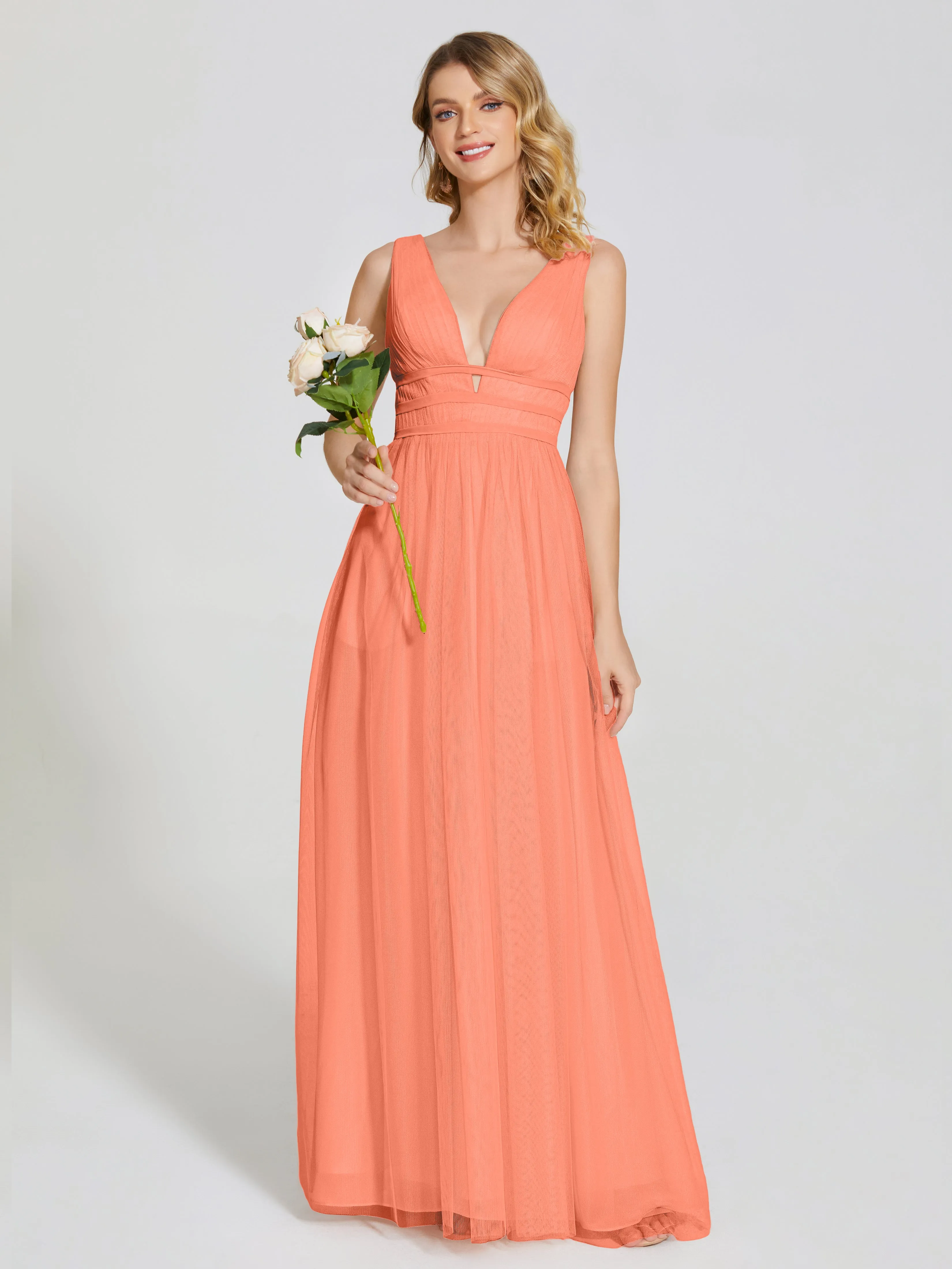 Elliana Flowy V-neck Tulle Bridesmaid Dresses