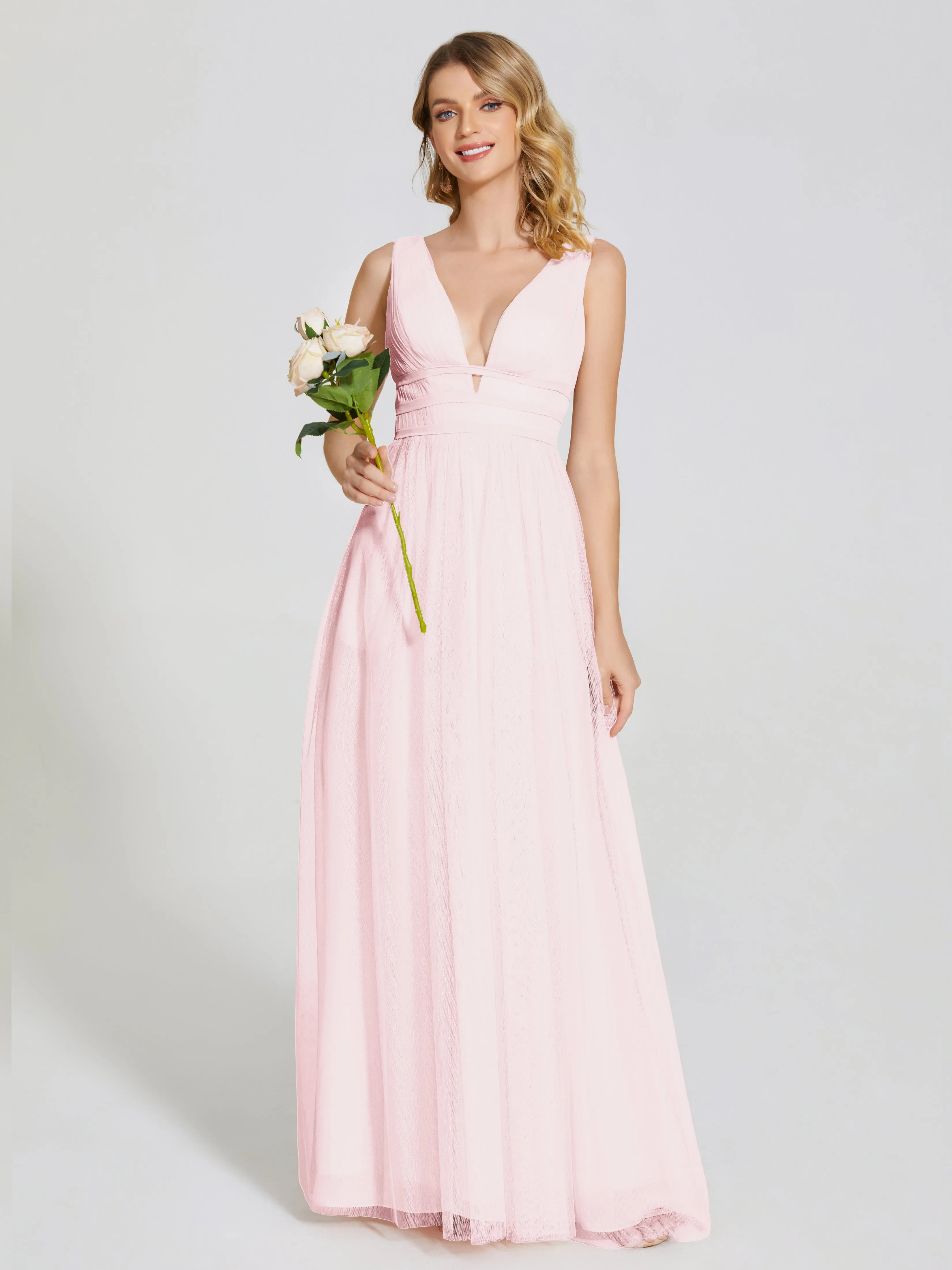 Elliana Flowy V-neck Tulle Bridesmaid Dresses