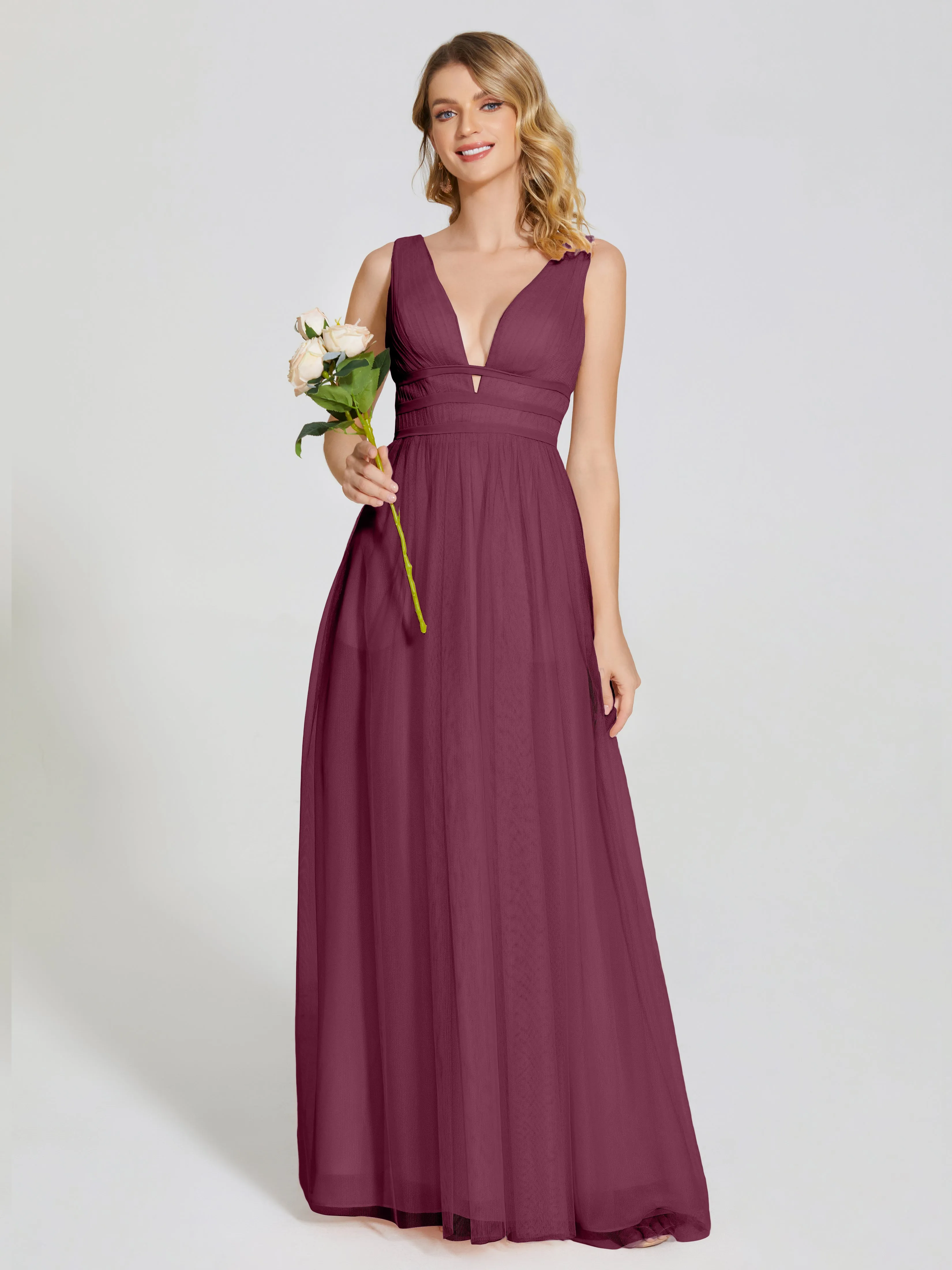 Elliana Flowy V-neck Tulle Bridesmaid Dresses