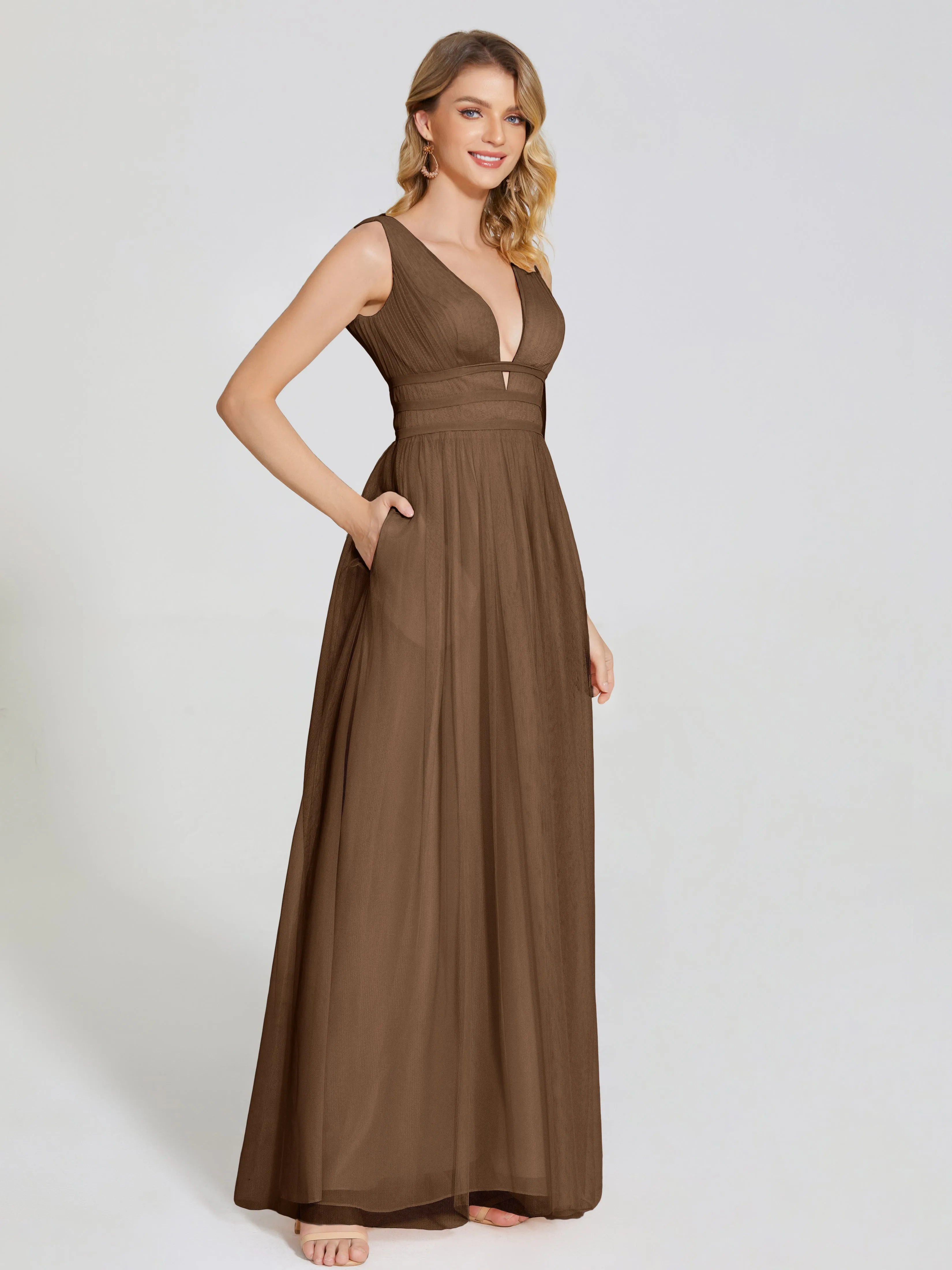 Elliana Flowy V-neck Tulle Bridesmaid Dresses