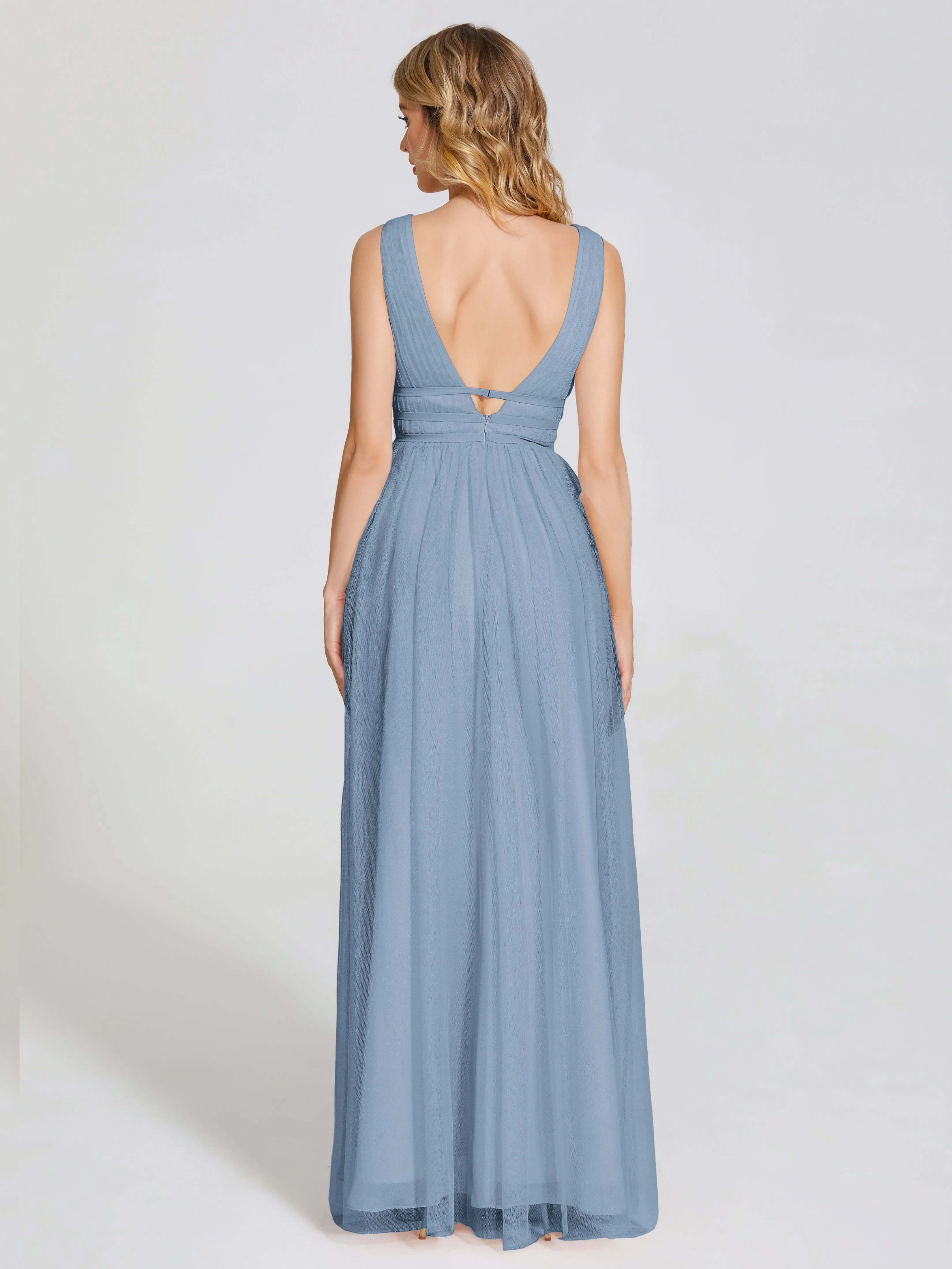 Elliana Flowy V-neck Tulle Bridesmaid Dresses