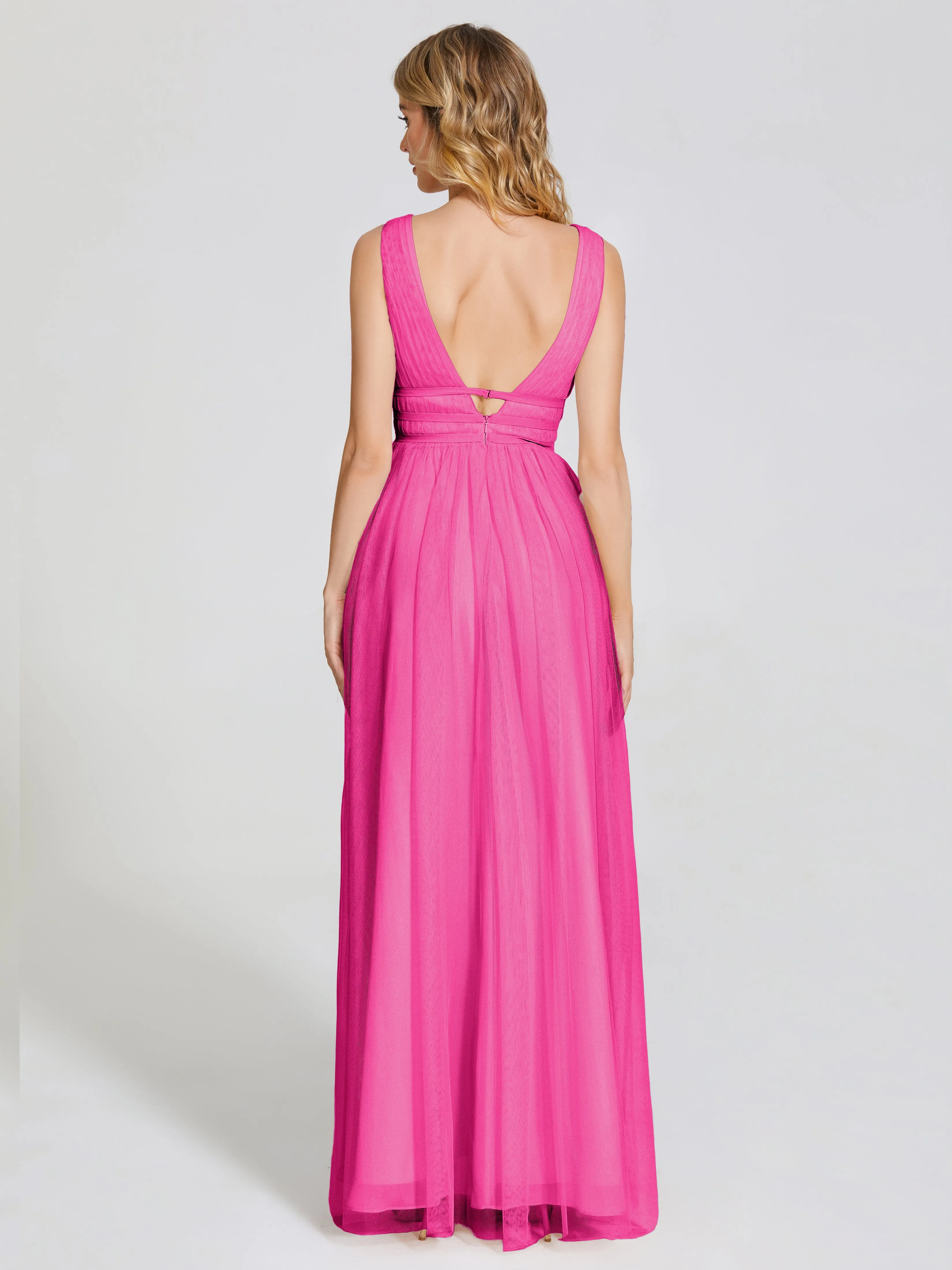 Elliana Flowy V-neck Tulle Bridesmaid Dresses