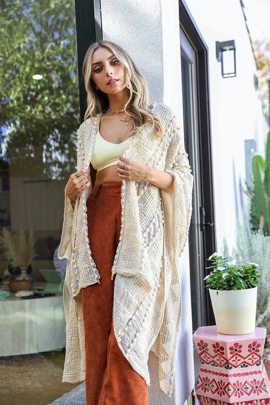 Embroidered Zig Zag Soft Kimono available in Sage Cream Black and Rust