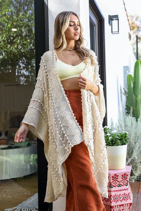 Embroidered Zig Zag Soft Kimono available in Sage Cream Black and Rust