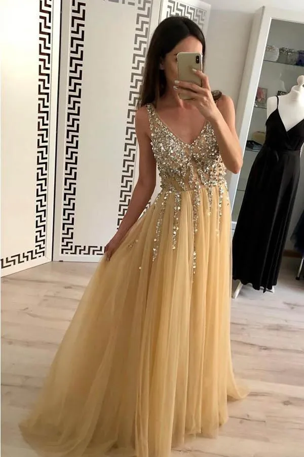 Flowy A-line Long Prom Dress Graduation Dress