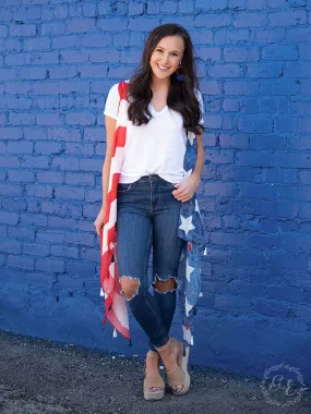 Forever America Open Front Duster Kimono