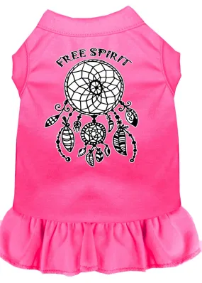 Free Spirit Screen Print Dog Dress Bright Pink Sm (10)