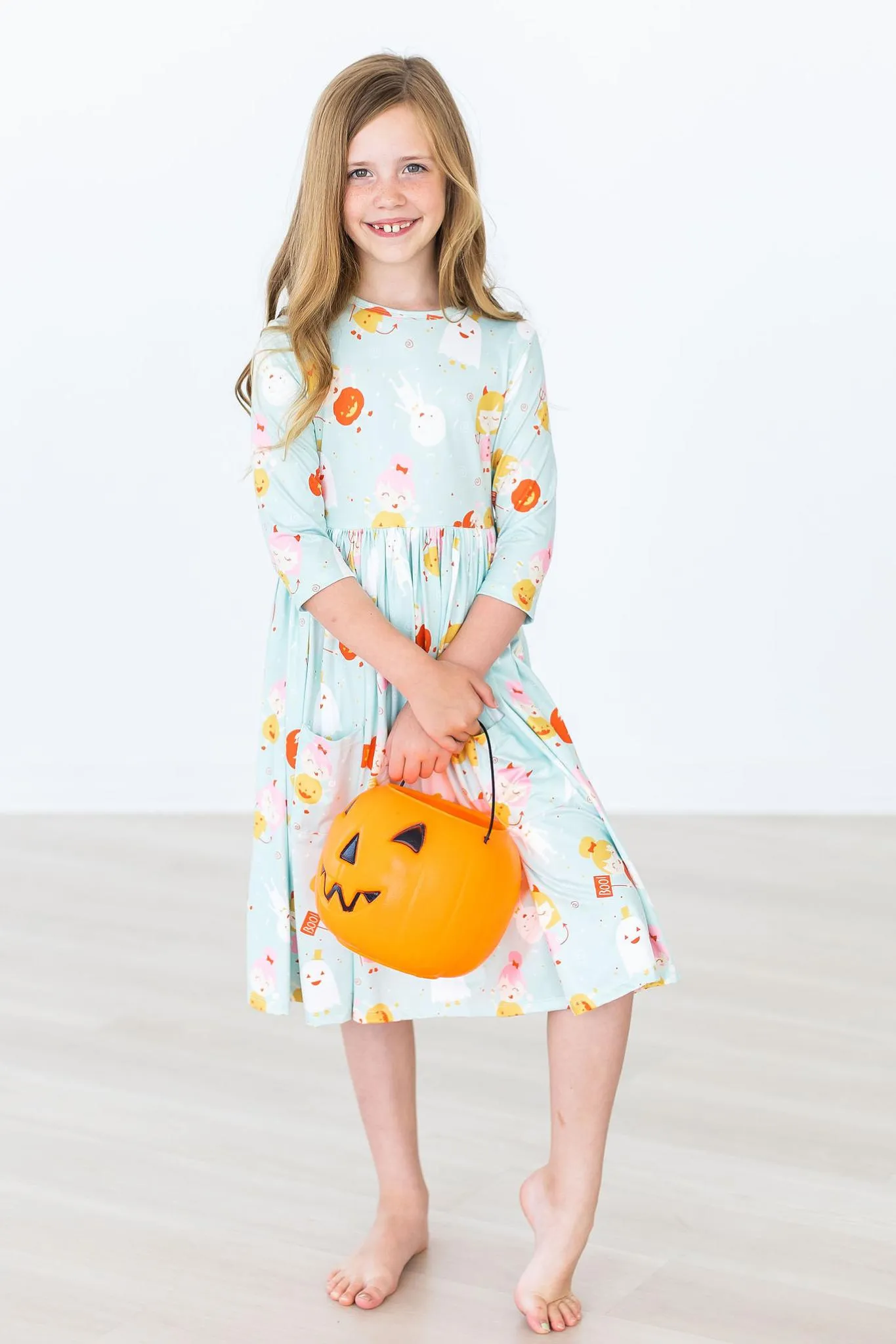 Ghouls Just Want to Have Fun 3/4 Sleeve Pocket Twirl Dress