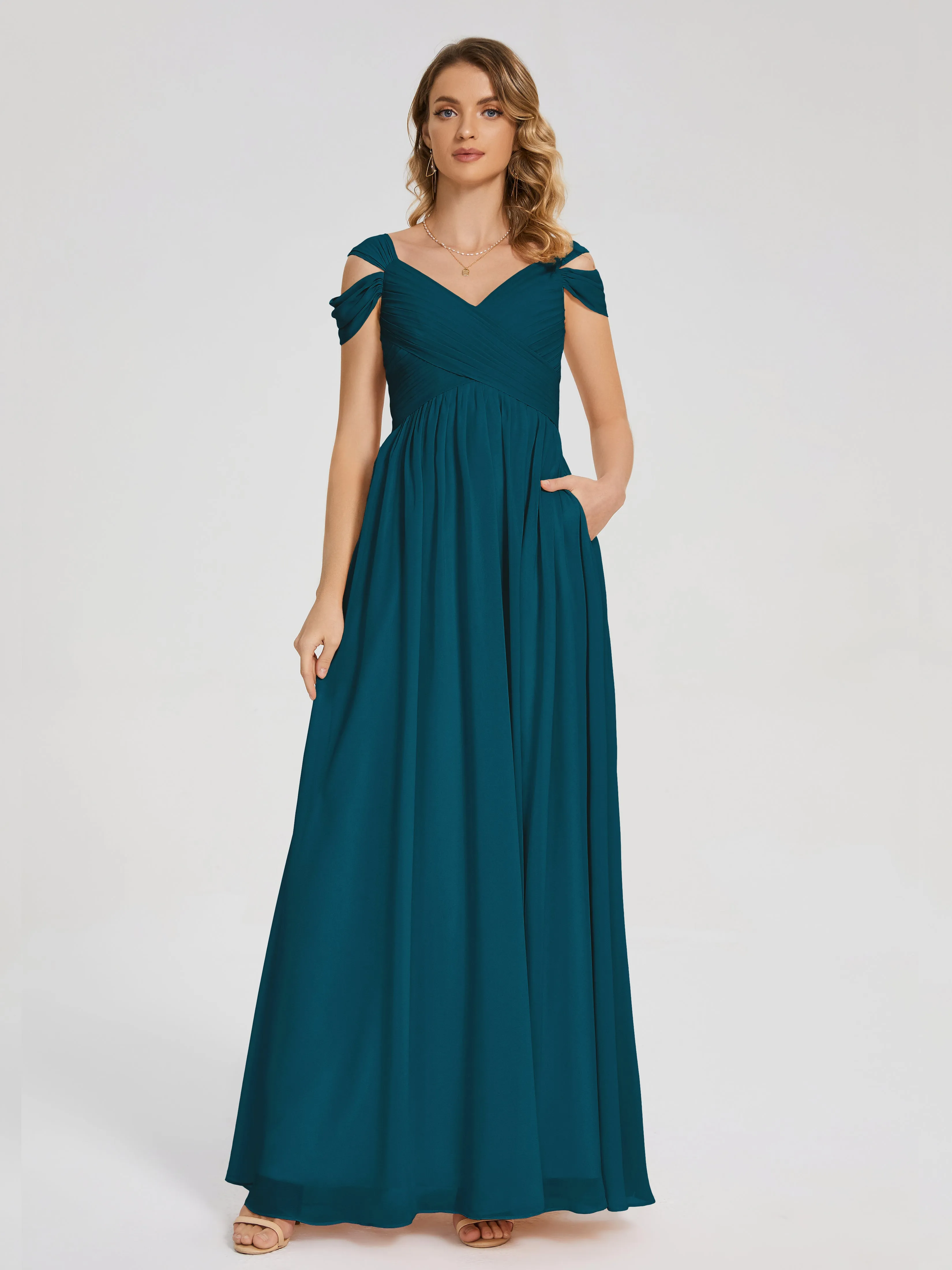 Ink Blue Bridesmaid Dress Charlee Flowy Split Chiffon Bridesmaid Dresses