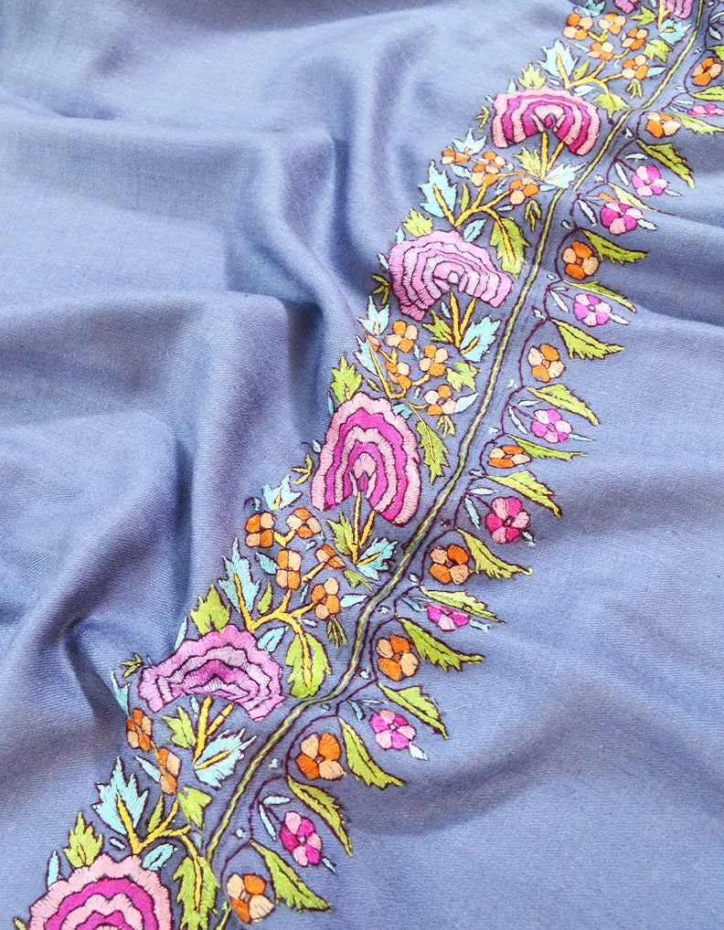 light blue embroidery pashmina shawl 8186