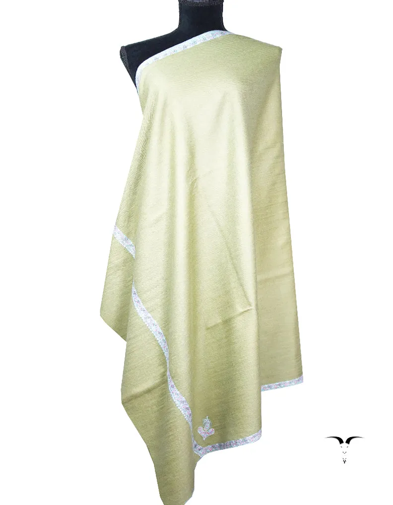 light sage green embroidery Pashmina shawl 8689