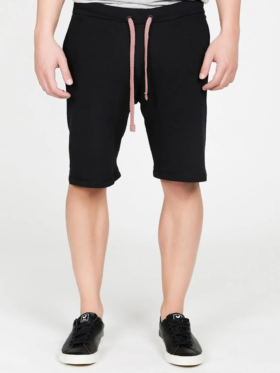 Loopback Cotton Jersey Relaxed Shorts Black