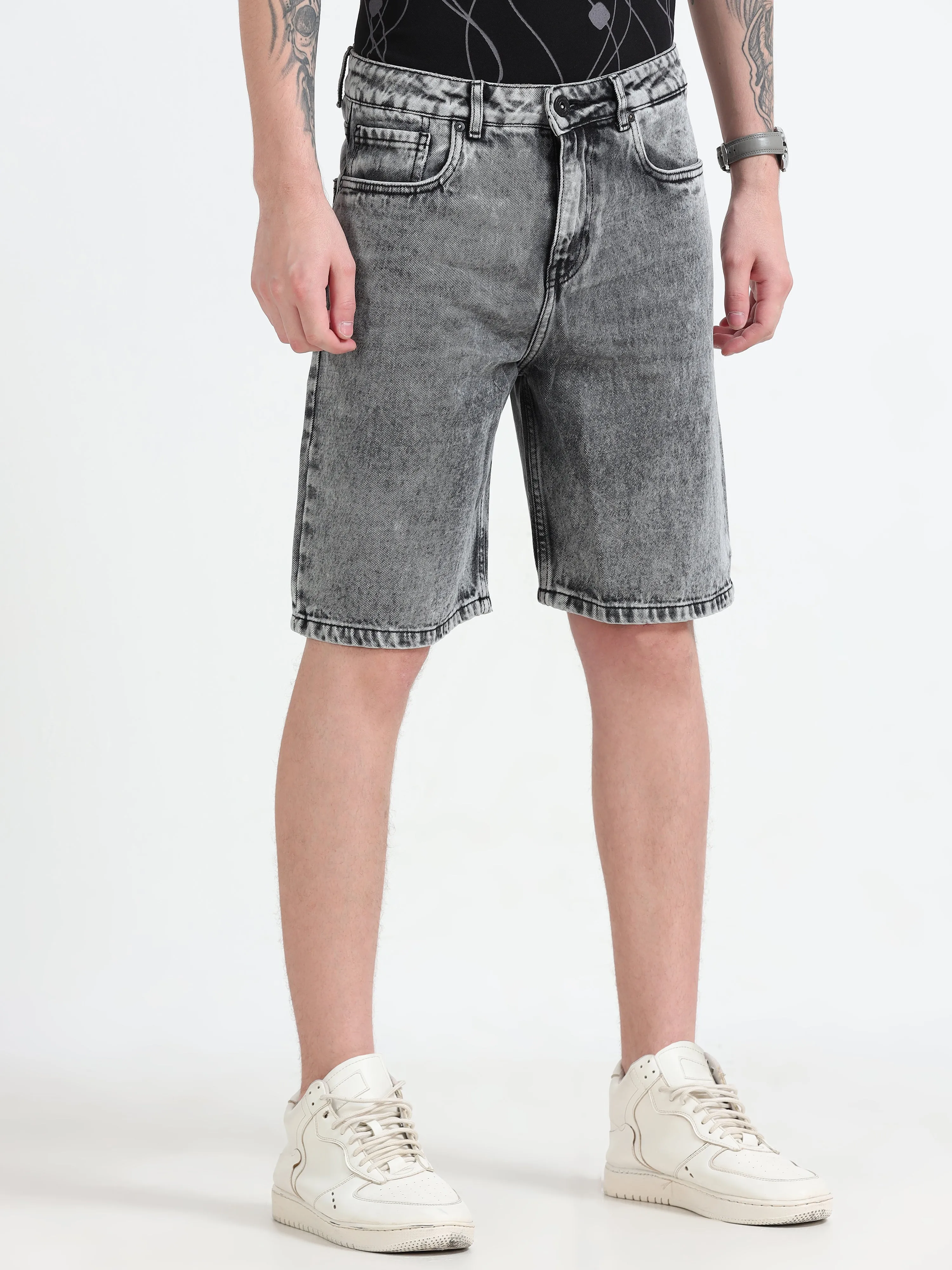 Marlowe - Relaxed Denim Shorts - Gray Shade