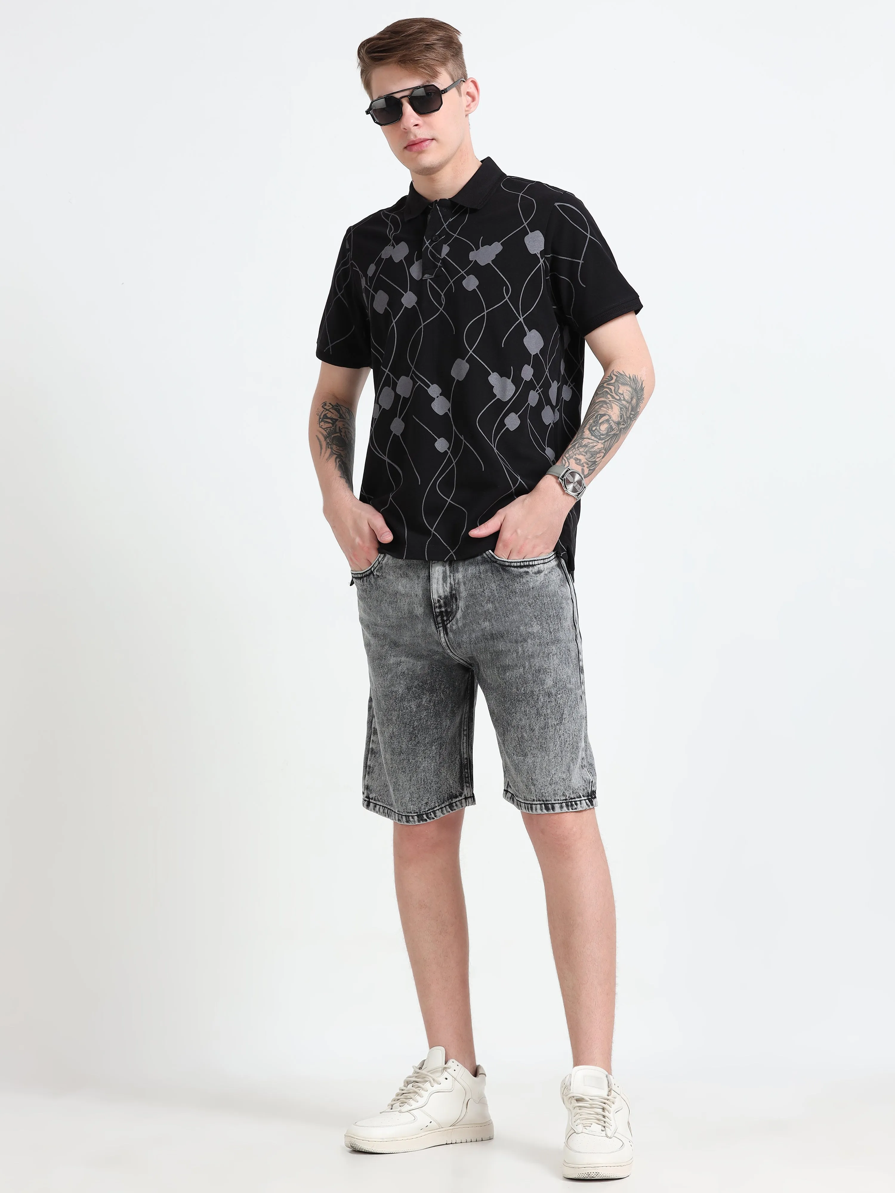 Marlowe - Relaxed Denim Shorts - Gray Shade