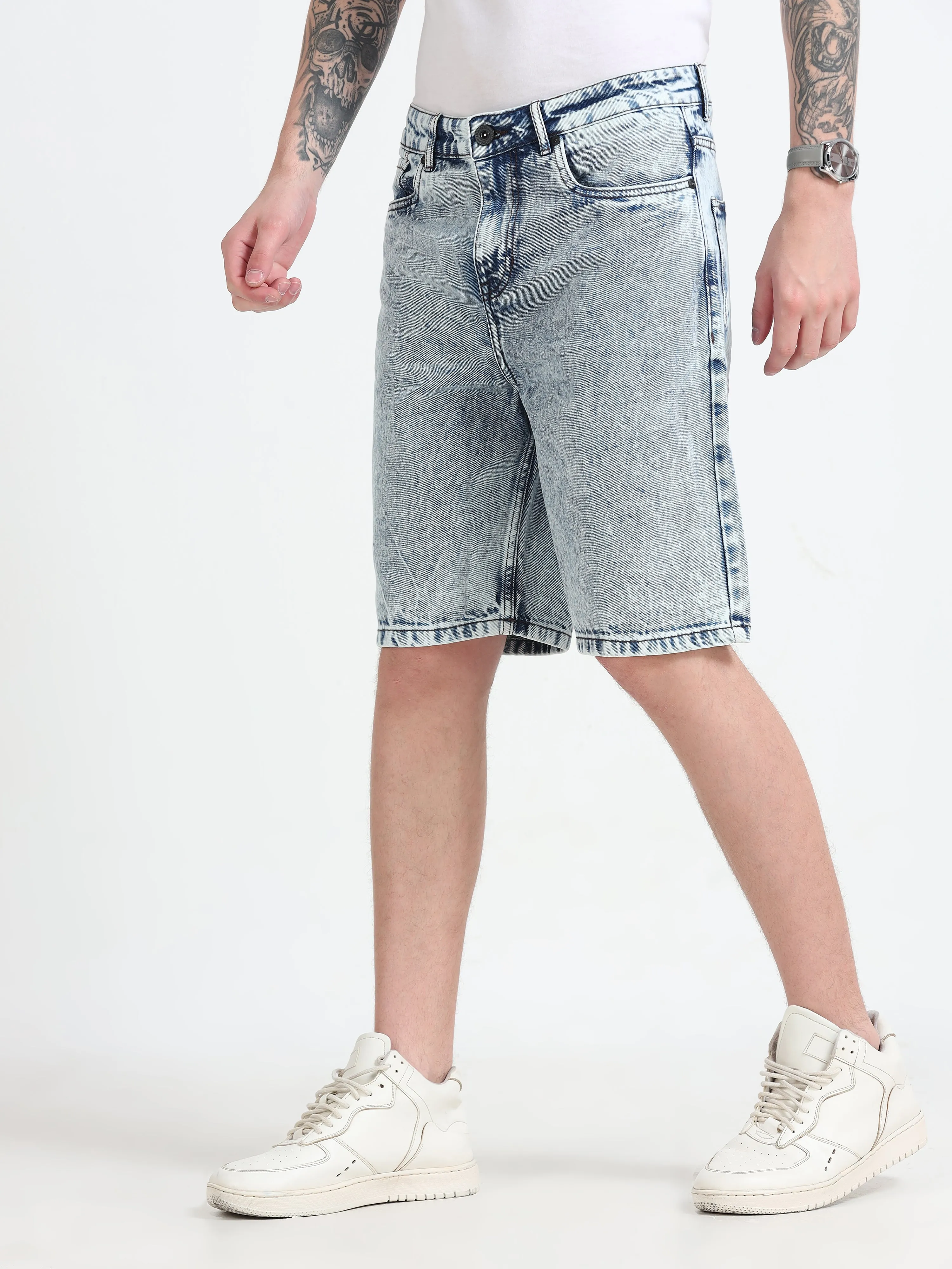 Marlowe - Relaxed Denim Shorts - Light Blue Shade