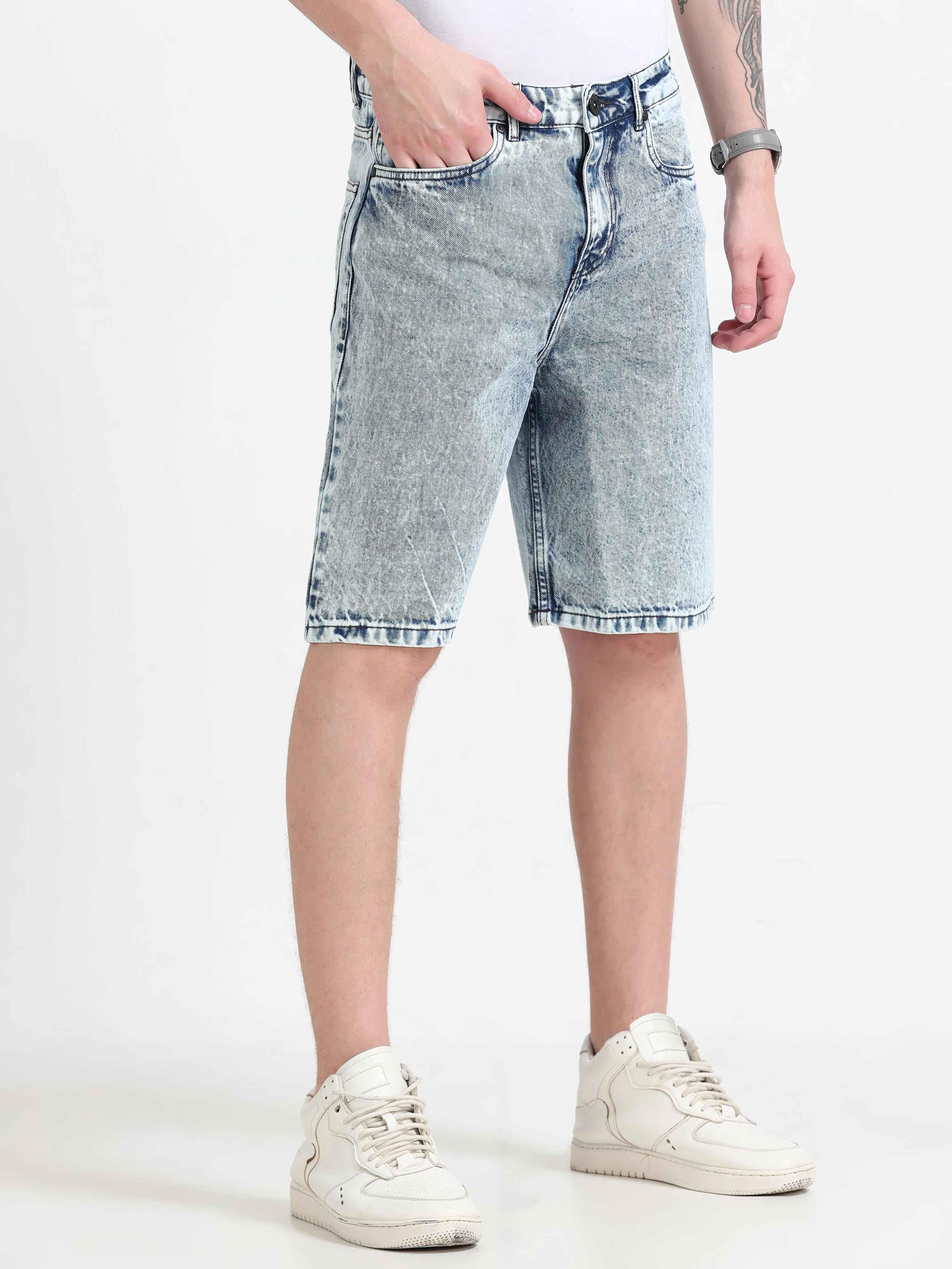 Marlowe - Relaxed Denim Shorts - Light Blue Shade