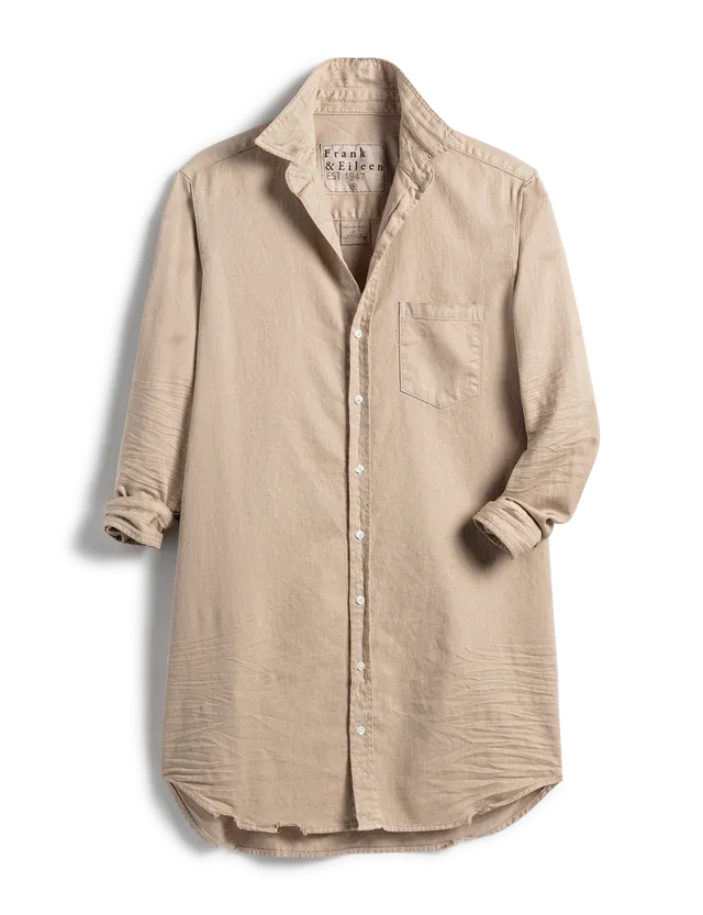 Mary Classic Shirtdress- Sand Tattered Denim