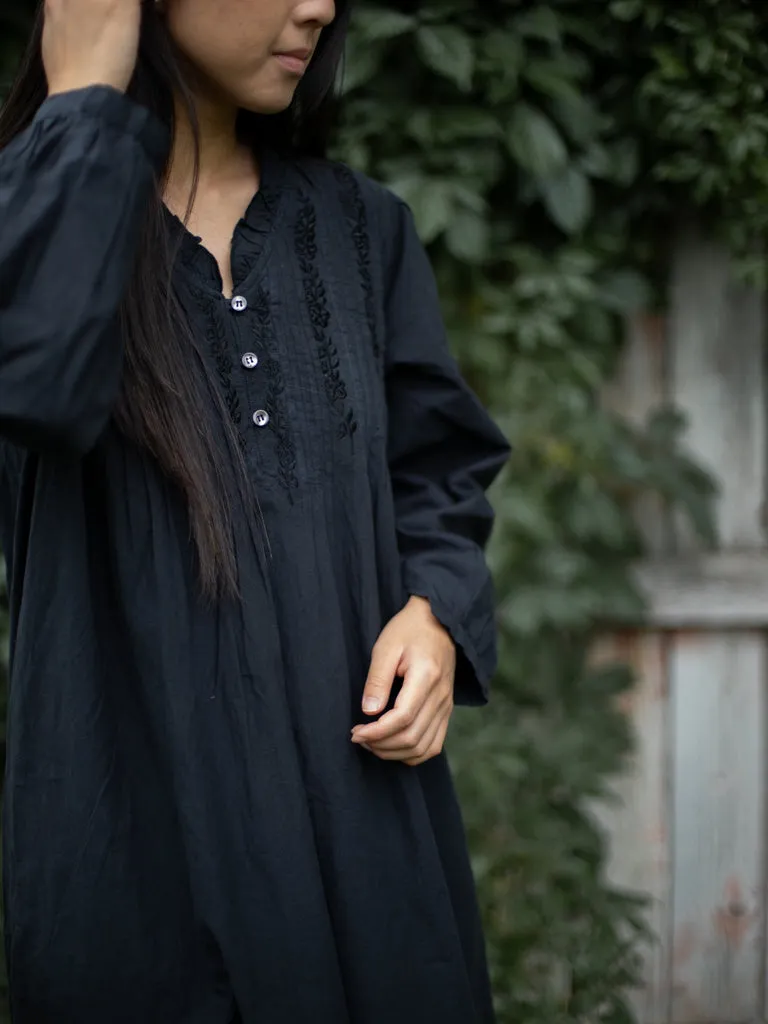 Maryanne Black Poplin Nightgown