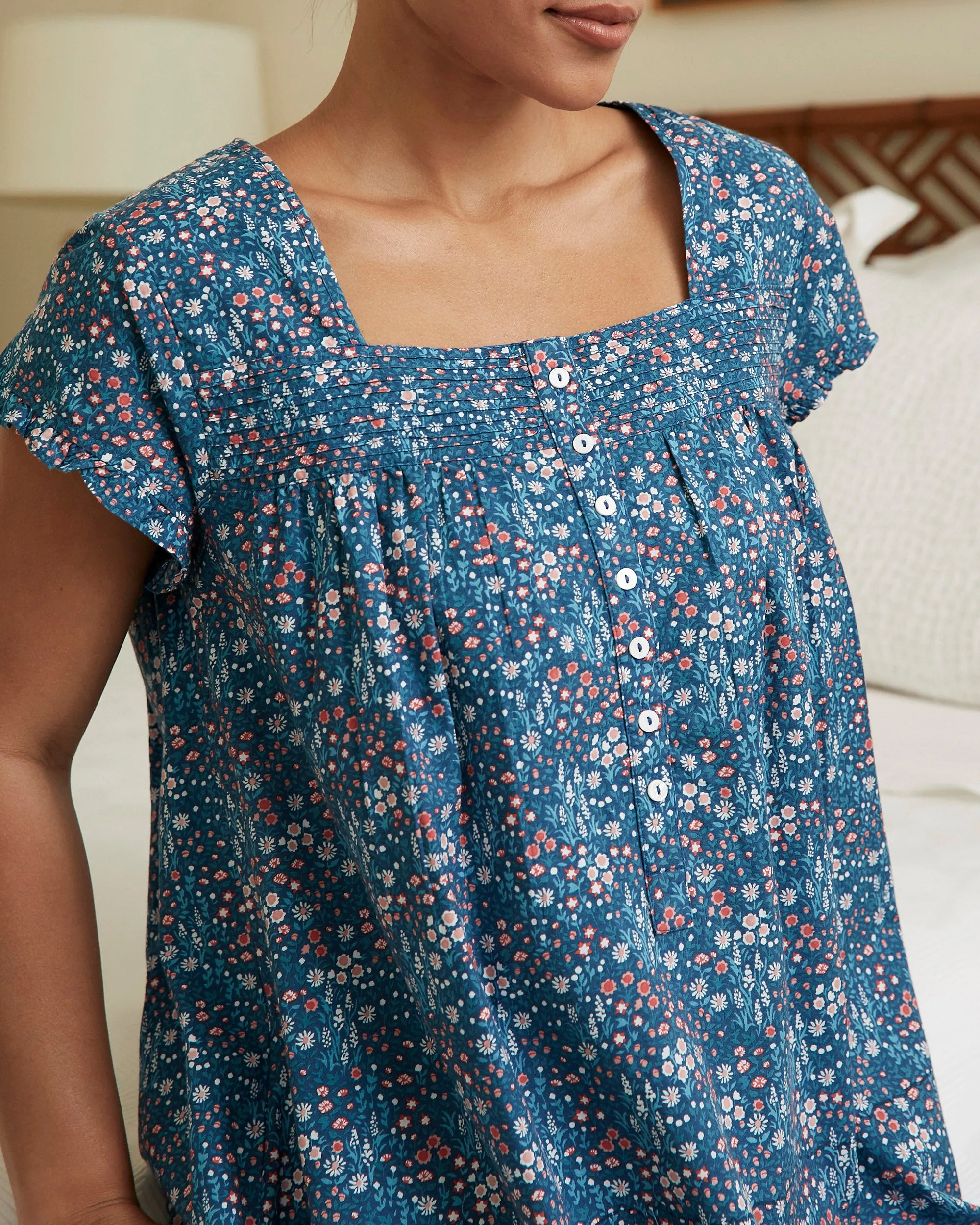 Meadow Walks - Pintuck Nightgown - Blue Ribbon