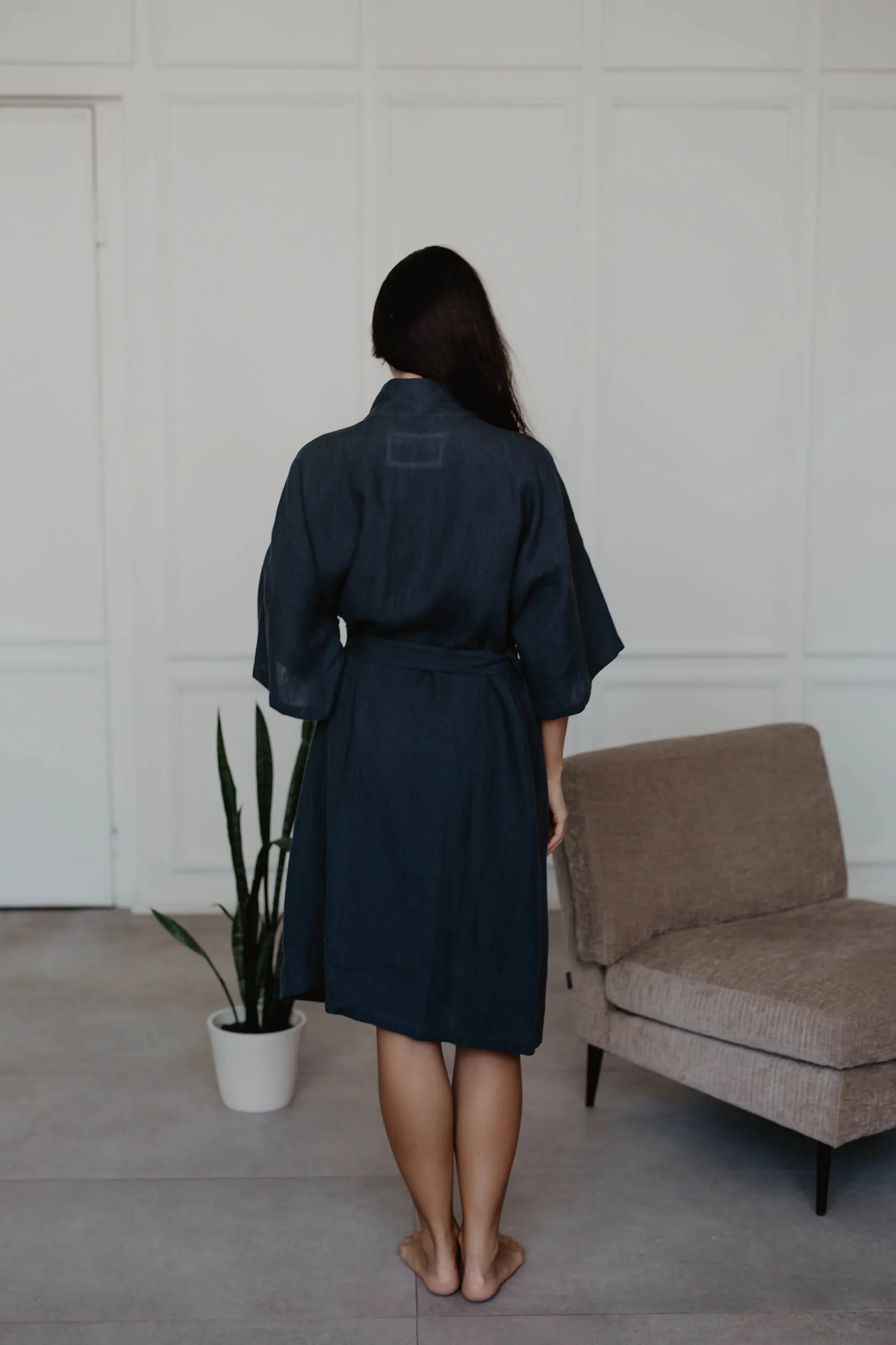 Midnight Linen Bathrobe