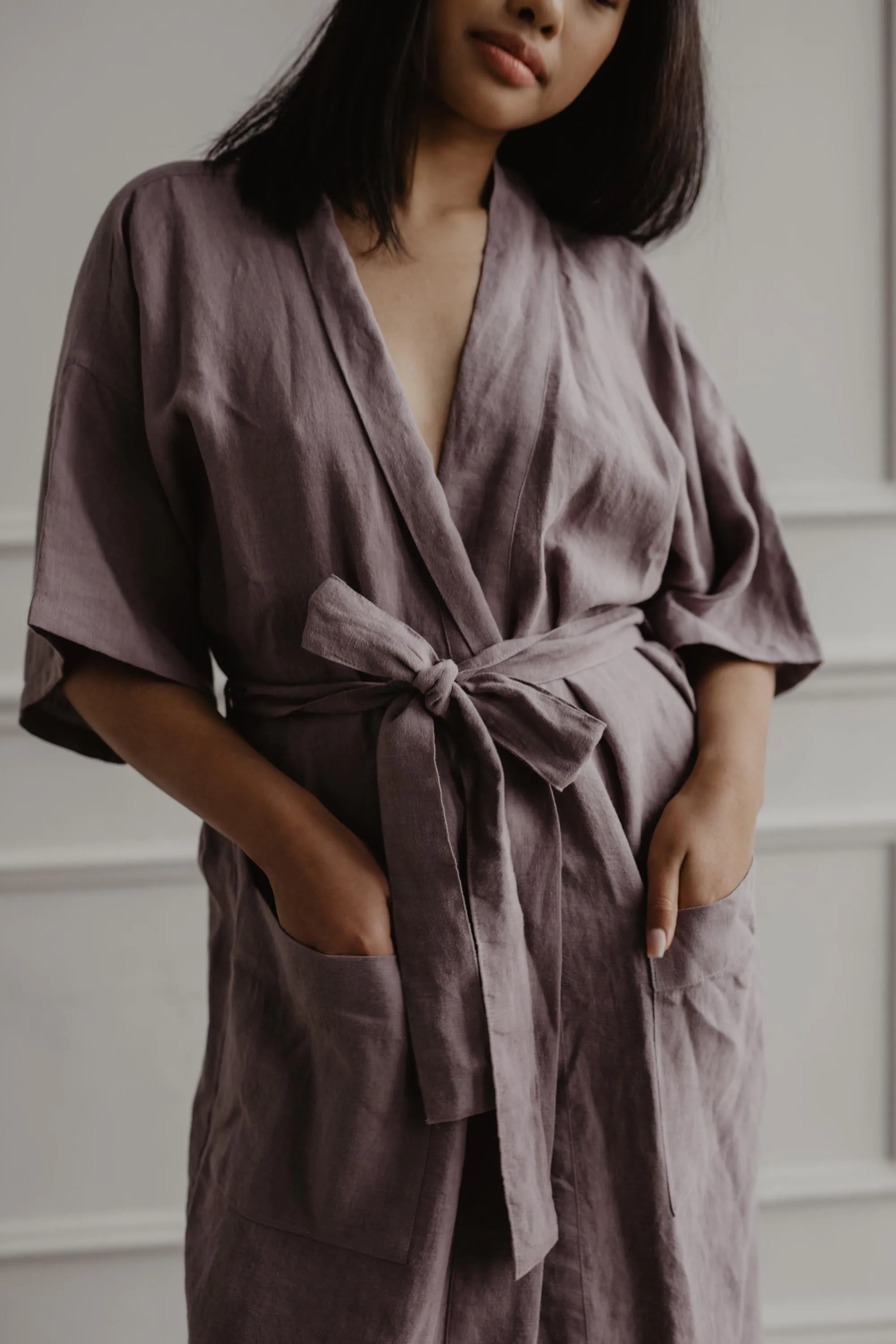 Midnight Linen Bathrobe