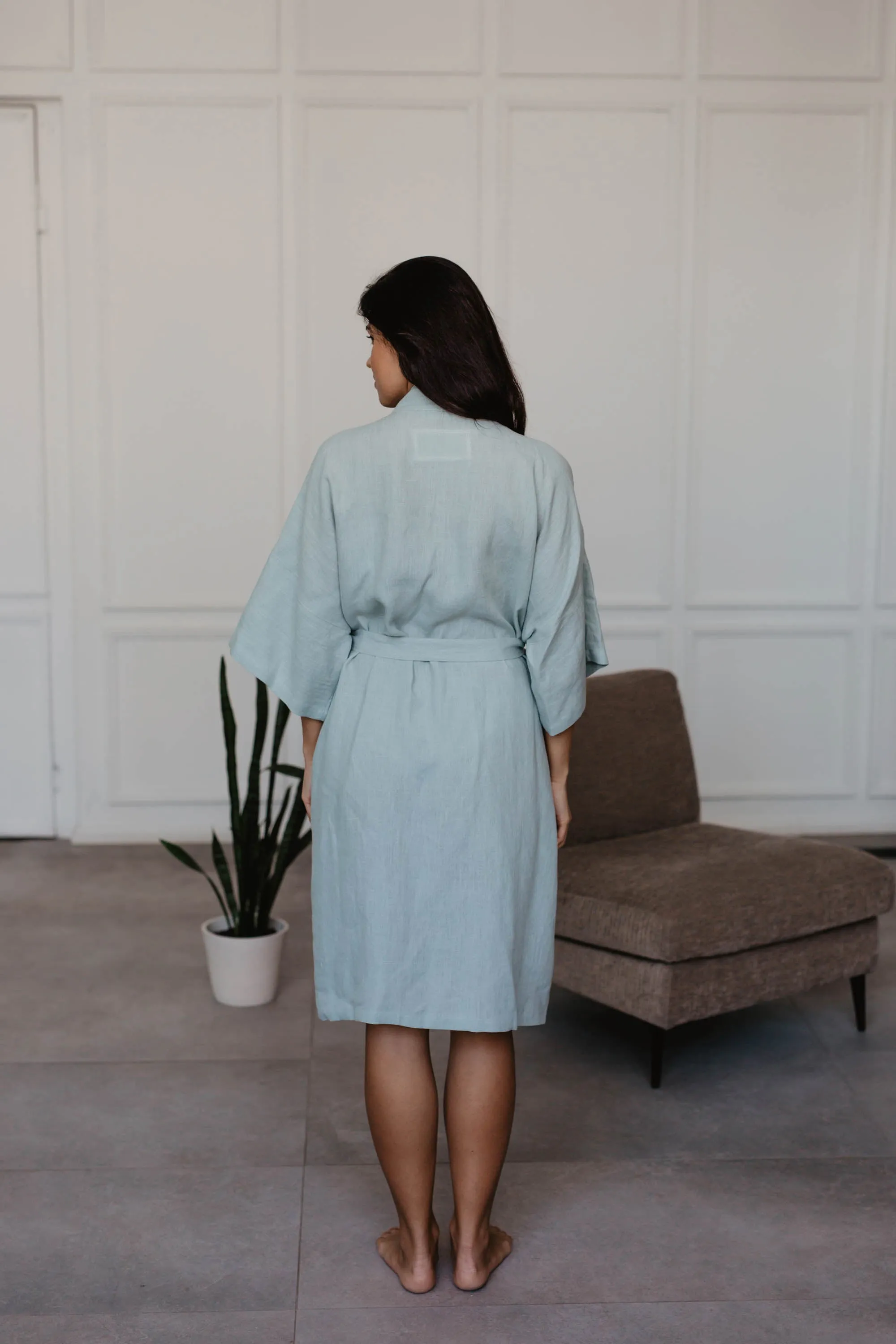 Midnight Linen Bathrobe