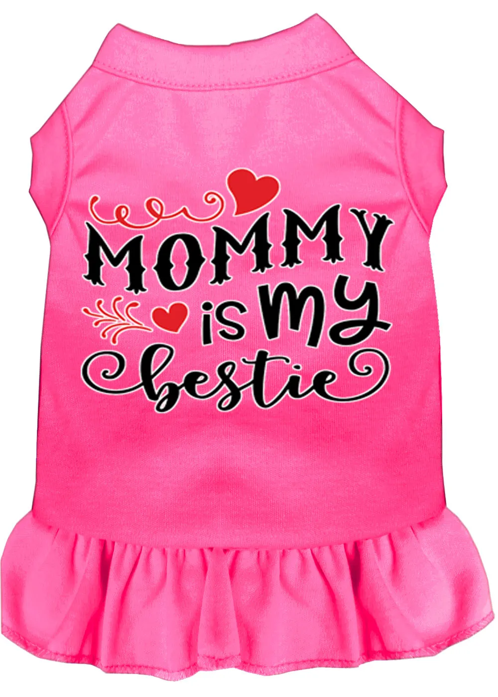 Mommy Is My Bestie Screen Print Dog Dress Bright Pink Xl (16)